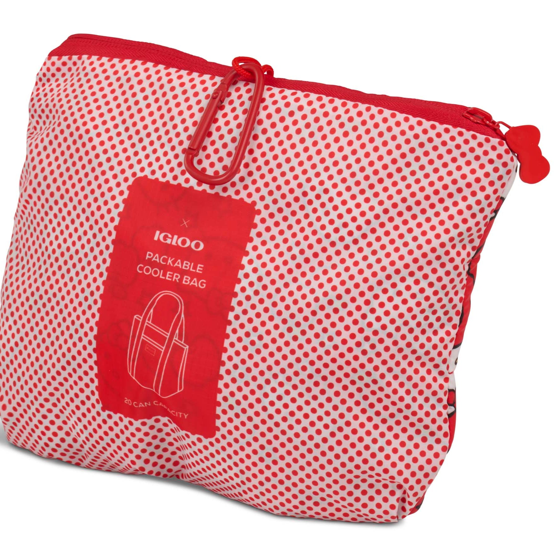 Hello Kitty cooler bag with red apples design on outdoor picnic
