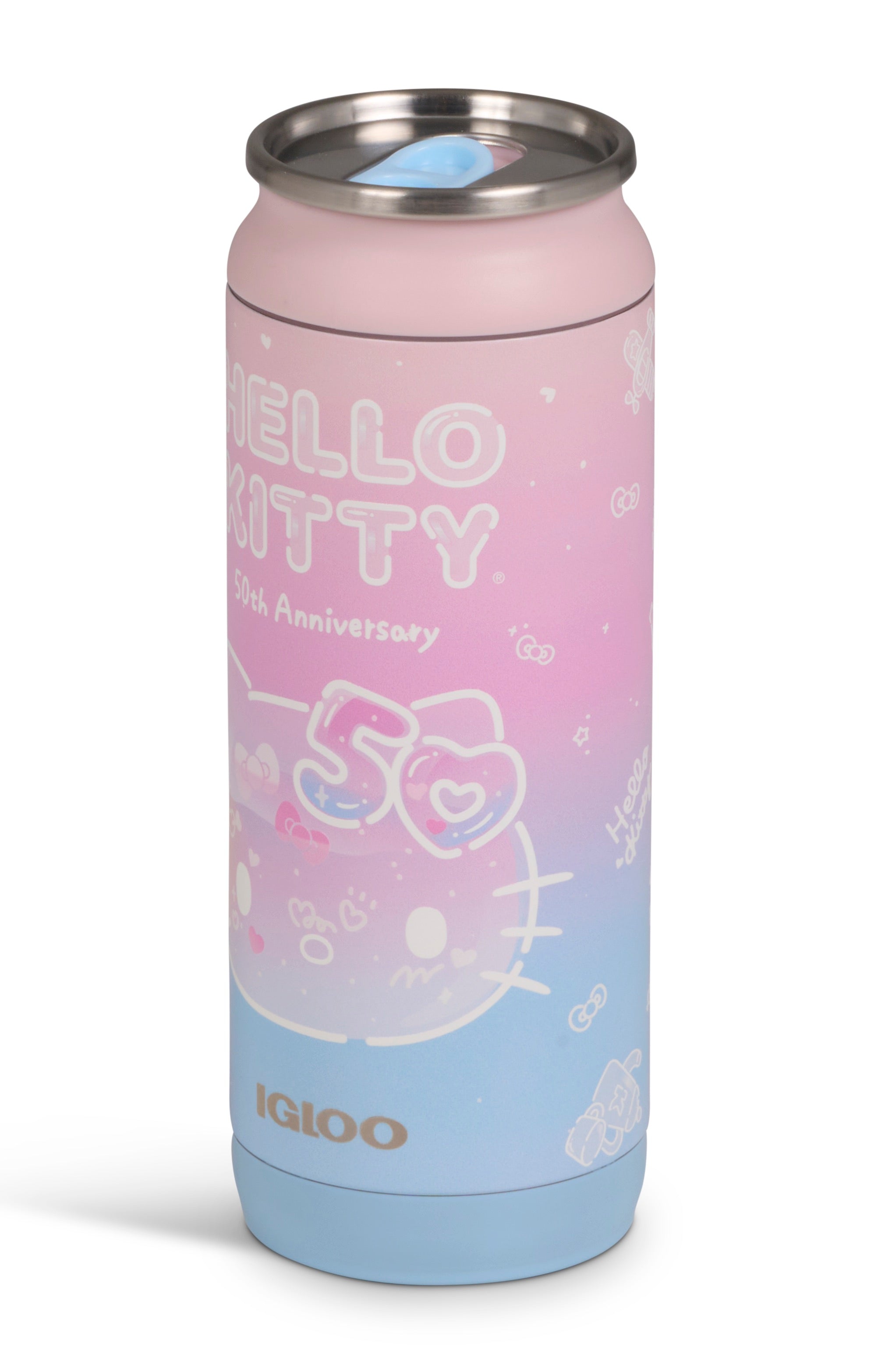 Hello Kitty cooler with splash-proof lid and rubber base.