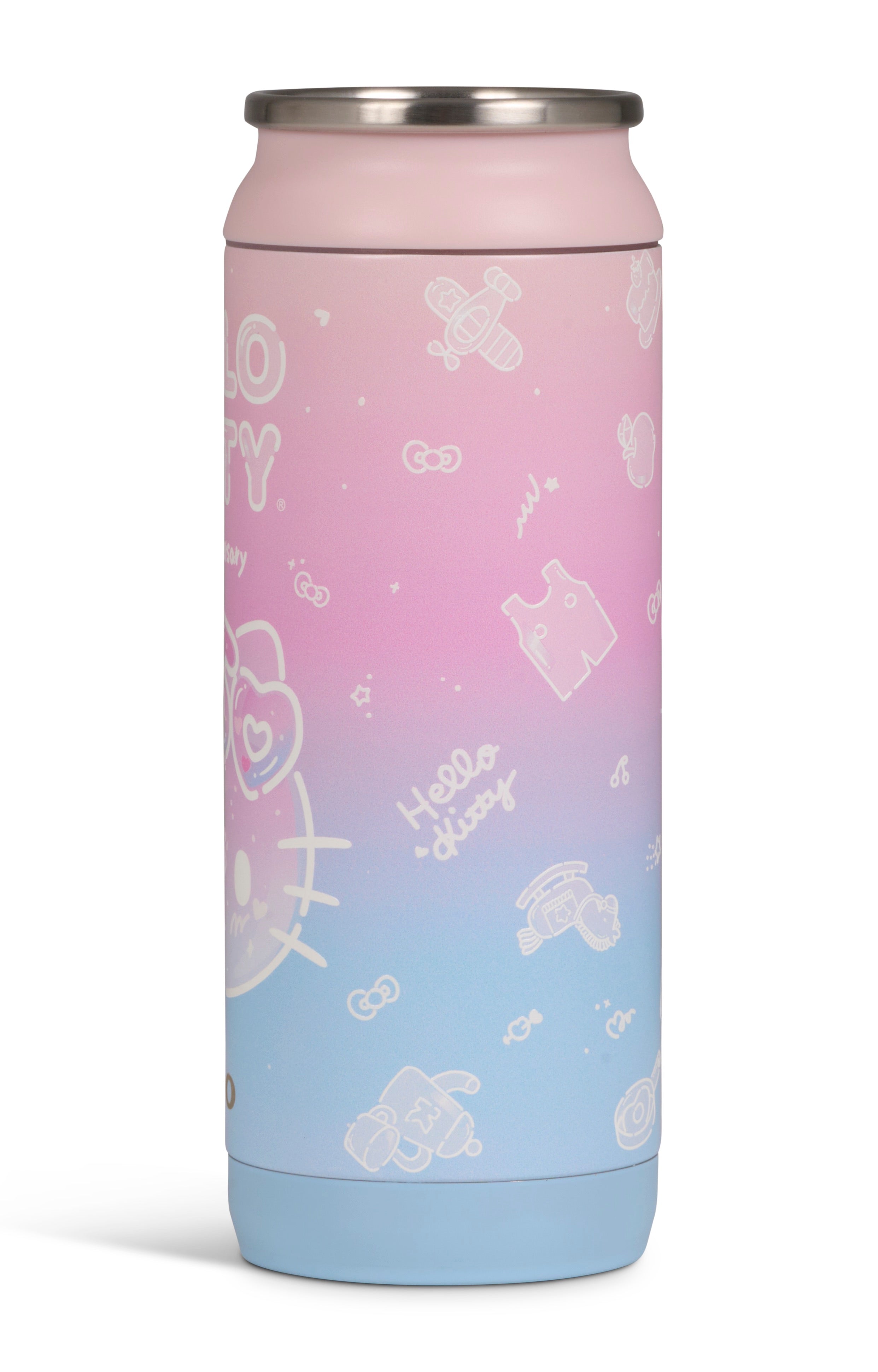 Side view of limited edition Hello Kitty can cooler.