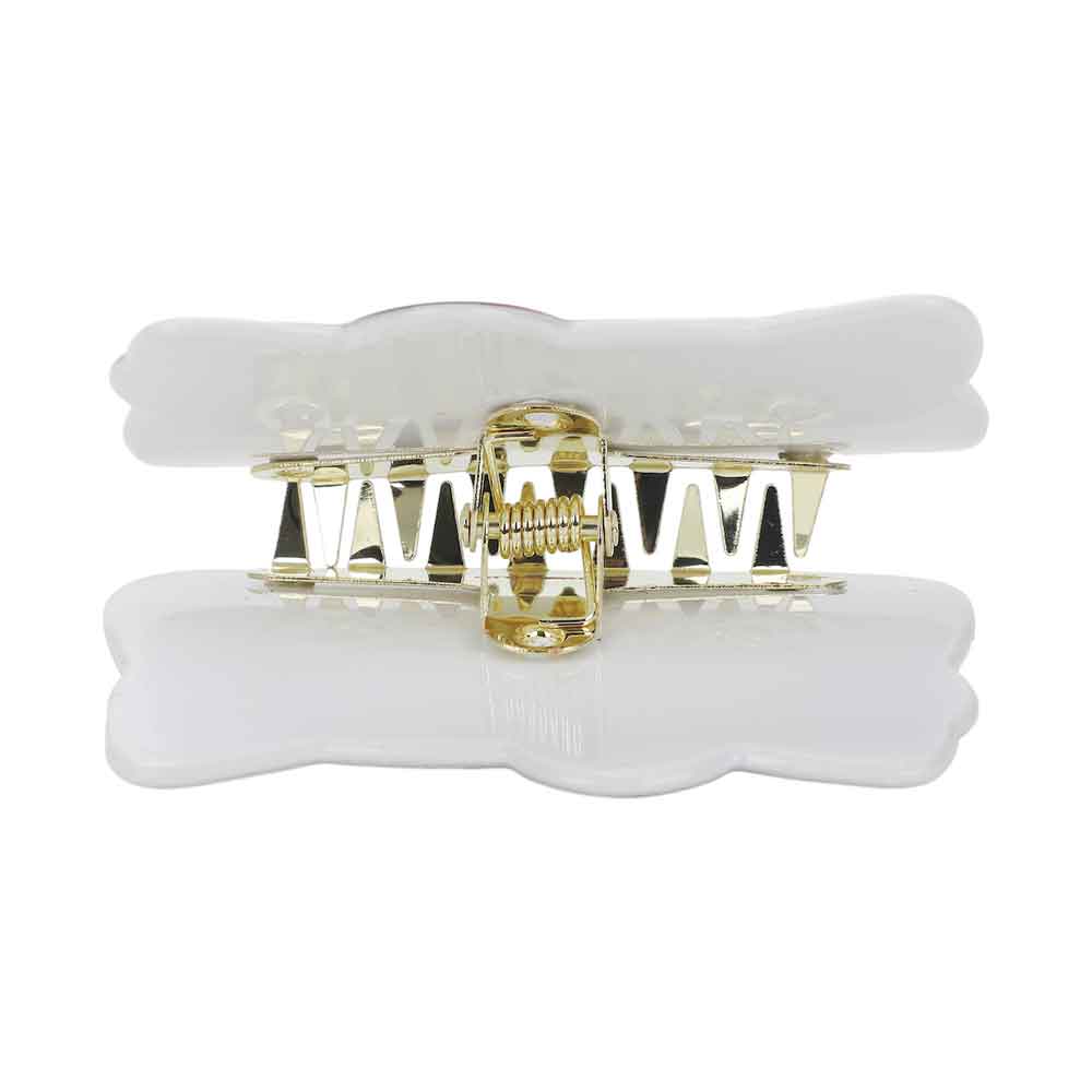 Front view of the Hello Kitty claw clip showcasing its winking face and marble finish.