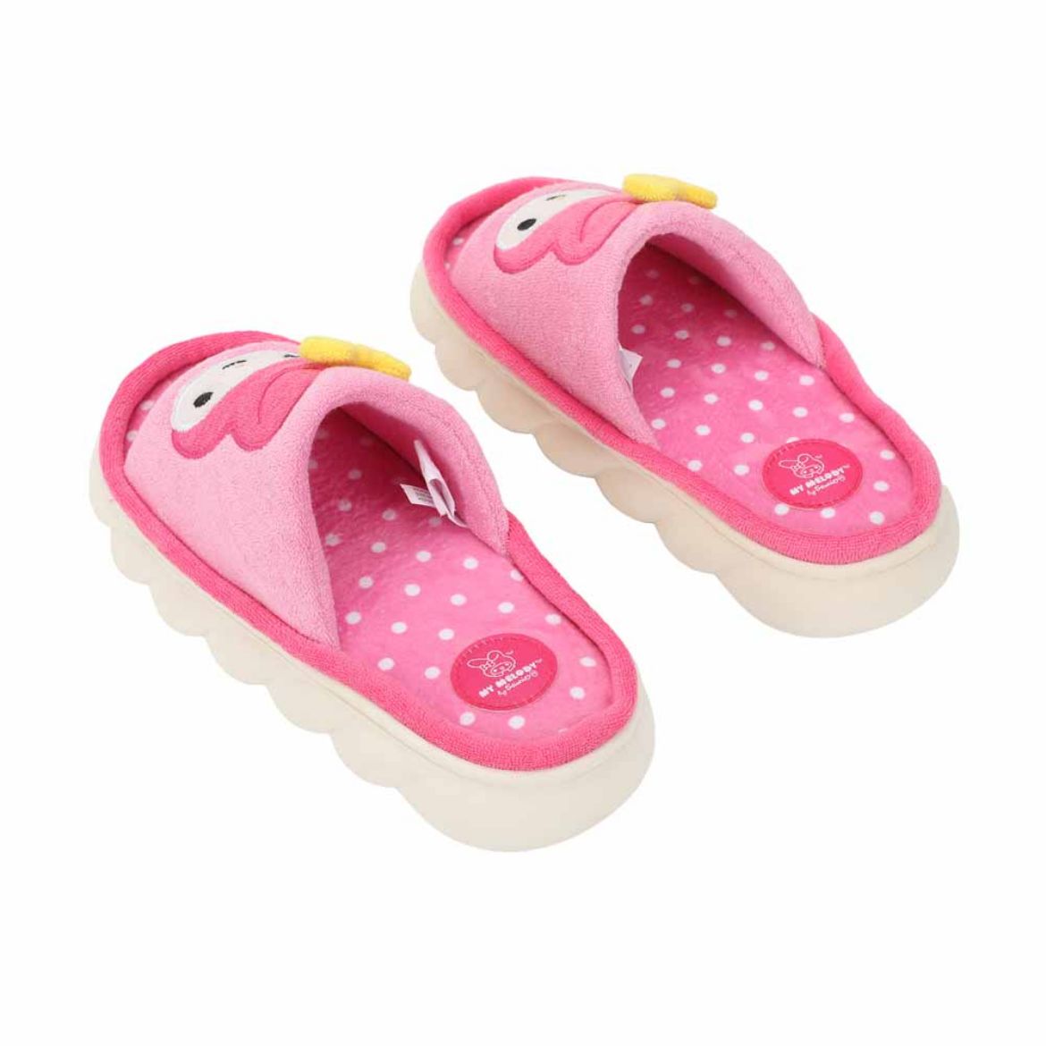 My Melody 3D cloud slides with plush footbed and character design, ideal for lounge wear