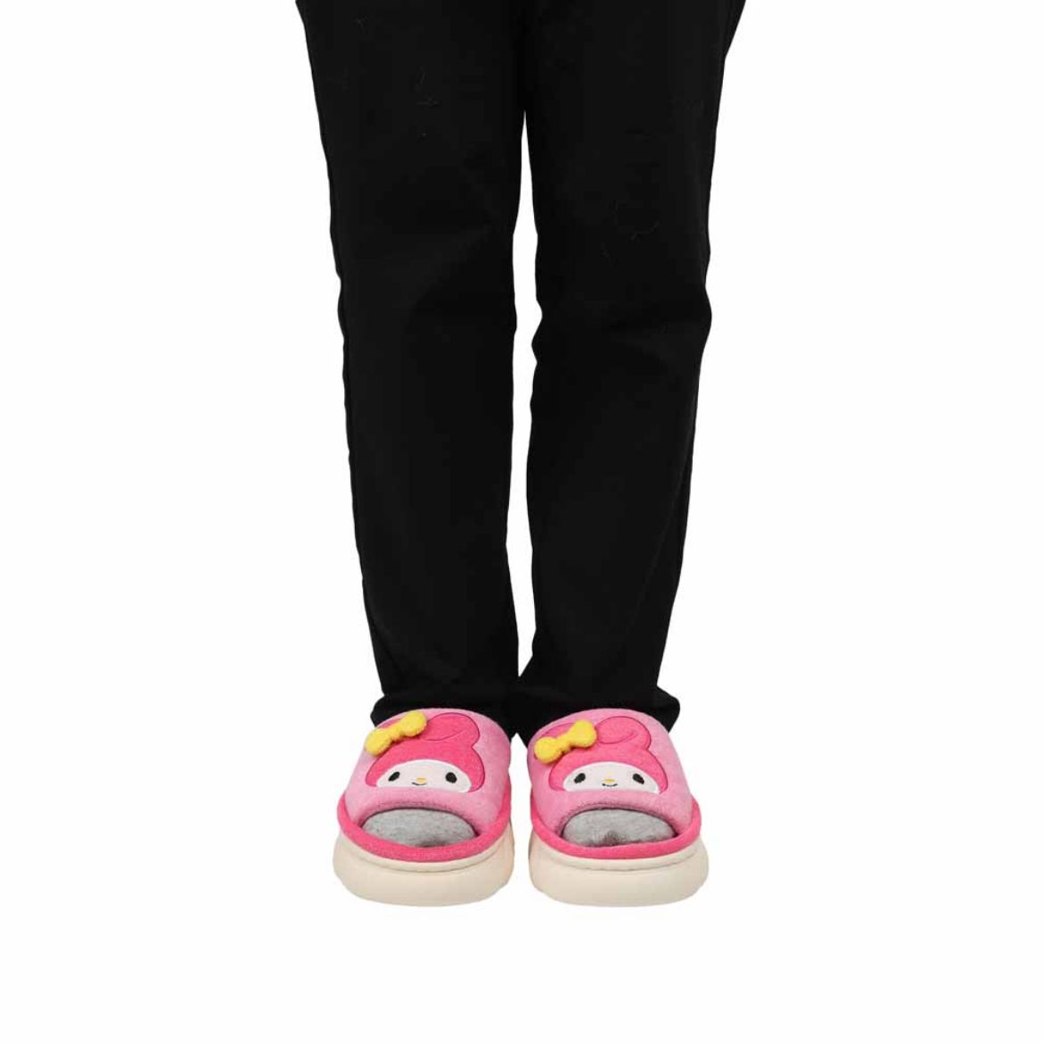 My Melody 3D cloud slides with plush footbed and character design, ideal for lounge wear