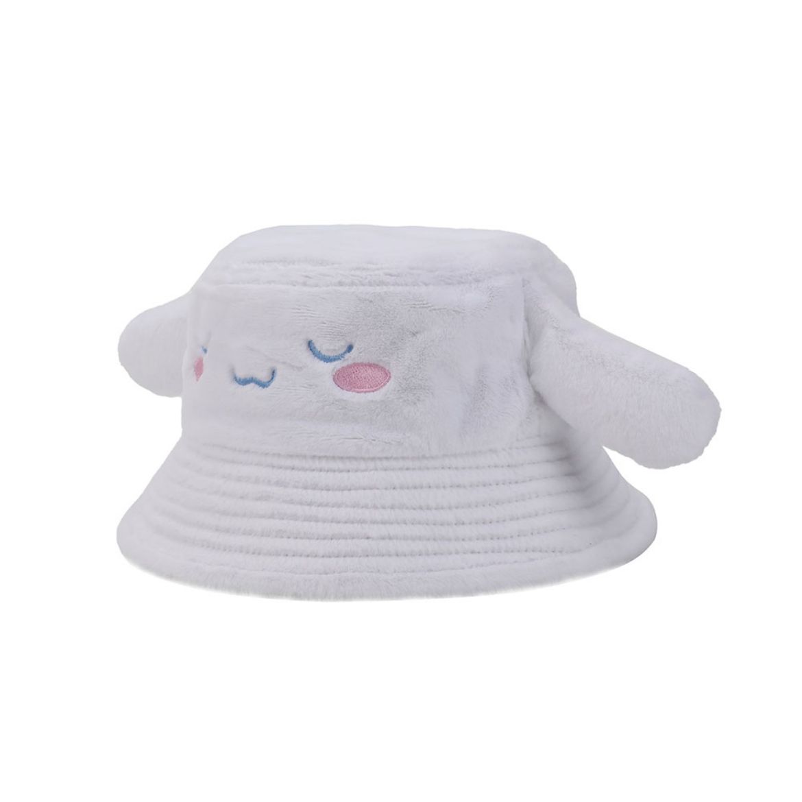 Close-up of the Cinnamoroll bucket hats 3D ears and embroidered expression
