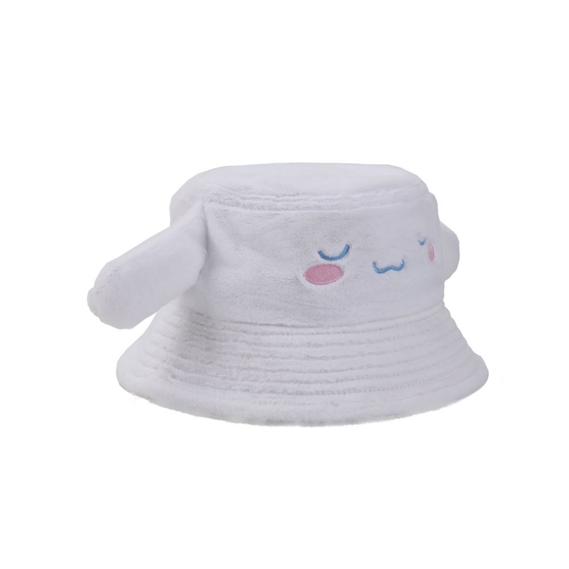 Cinnamoroll bucket hat folded and tucked into a travelers backpack
