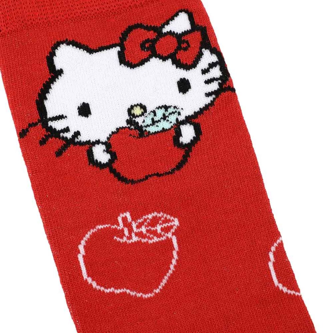 Close-up of the cushioned footbed of Hello Kitty fuzzy socks.