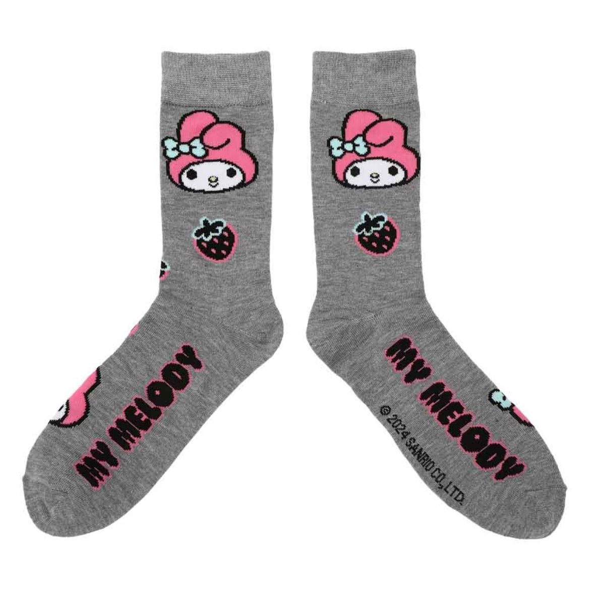 Cinnamoroll character crew socks in a cozy display.