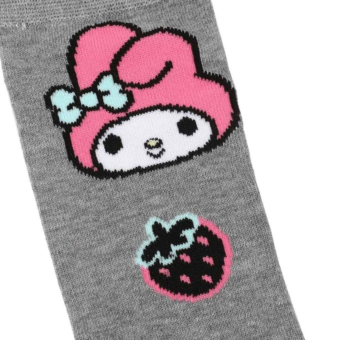 Close-up of the cushioned footbed of Hello Kitty fuzzy socks.