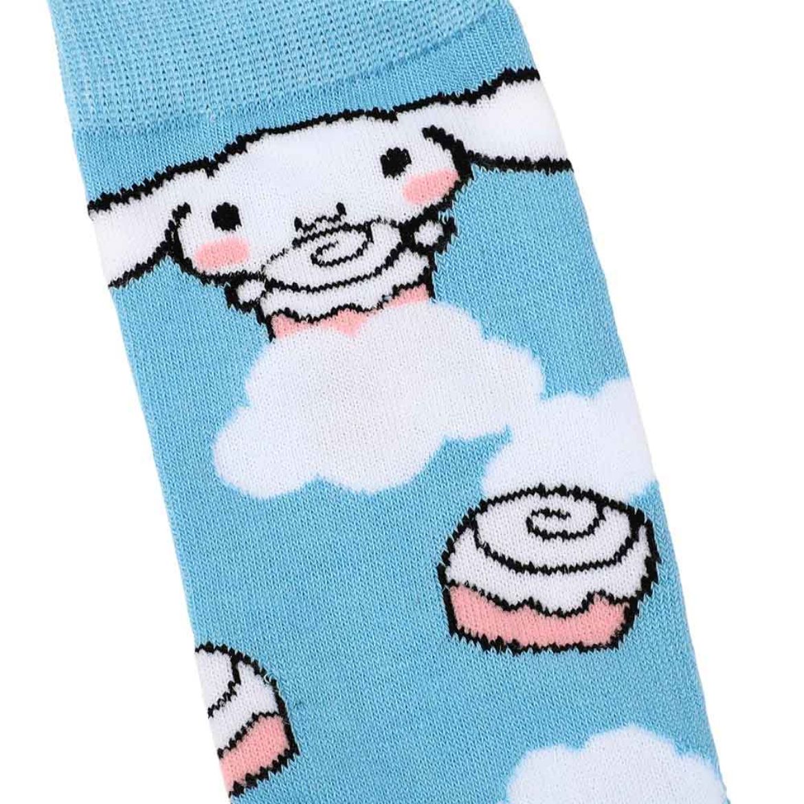 Close-up of the cushioned footbed of Hello Kitty fuzzy socks.