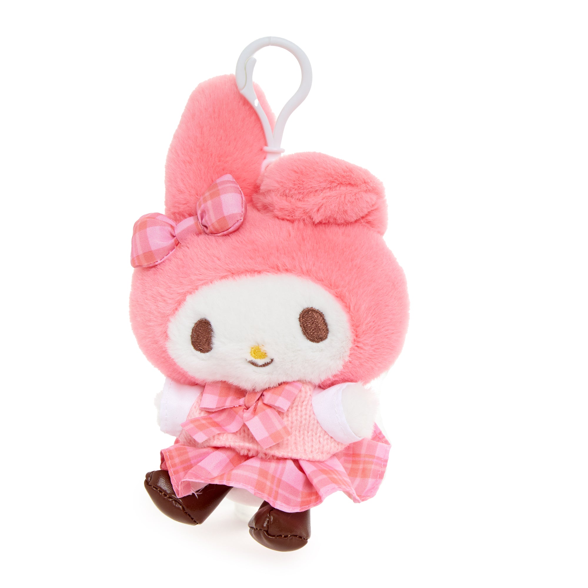 My Melody keychain attached to a stylish tote bag
