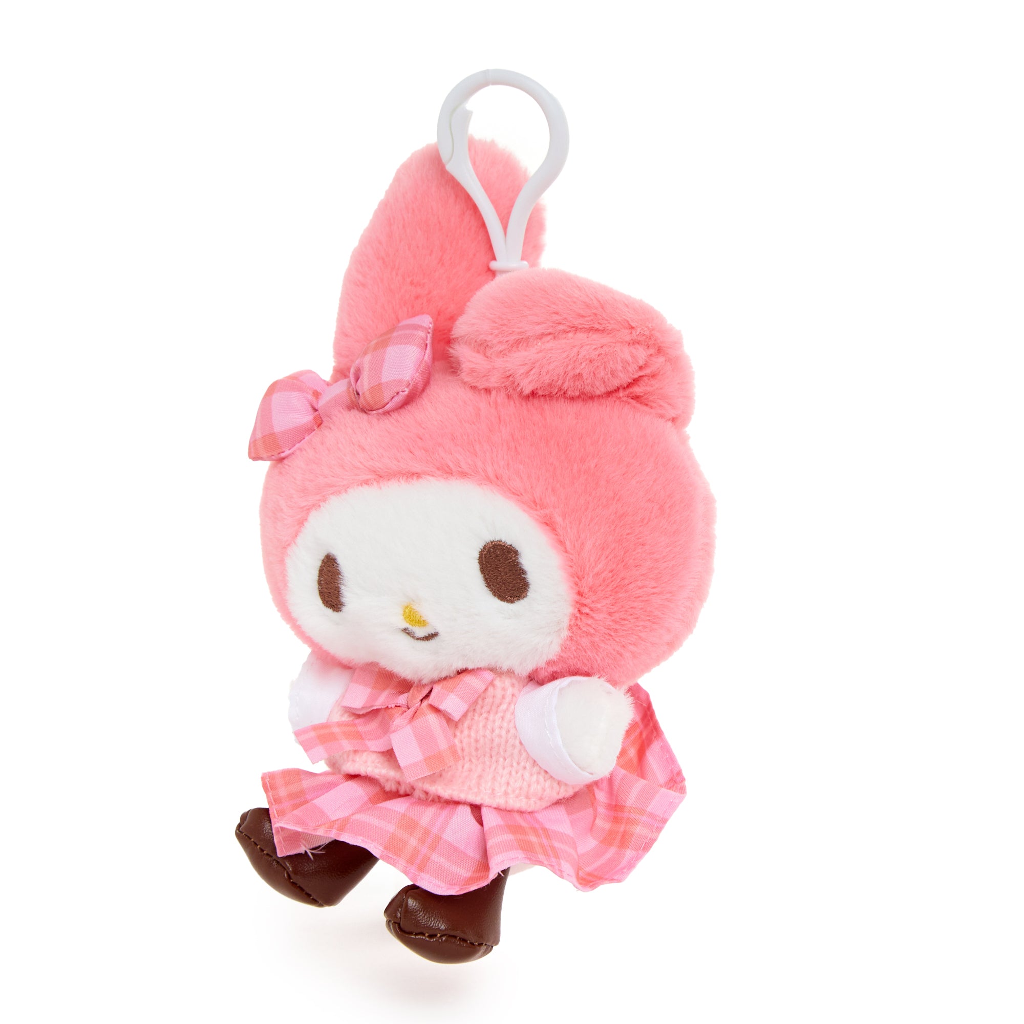 My Melody plush keychain alongside car keys on a table