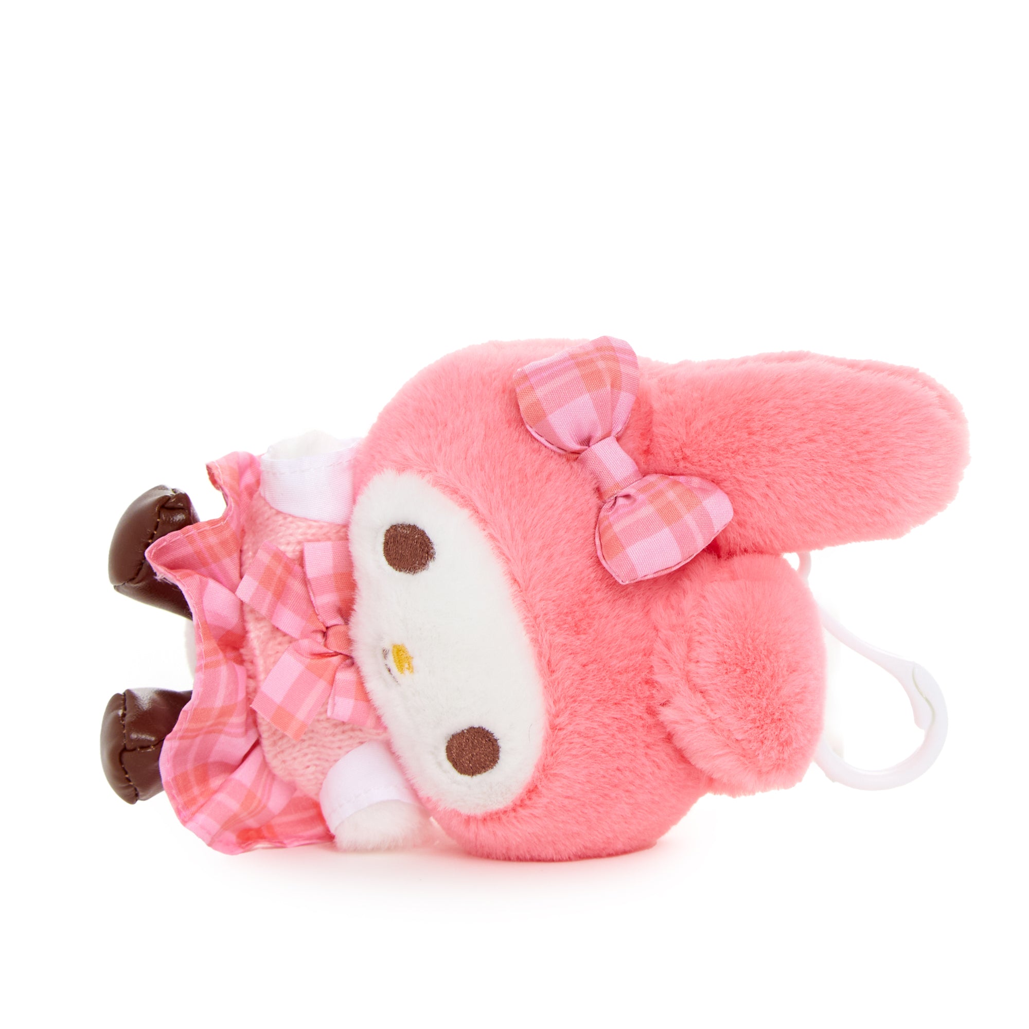 My Melody keychain attached to a stylish tote bag