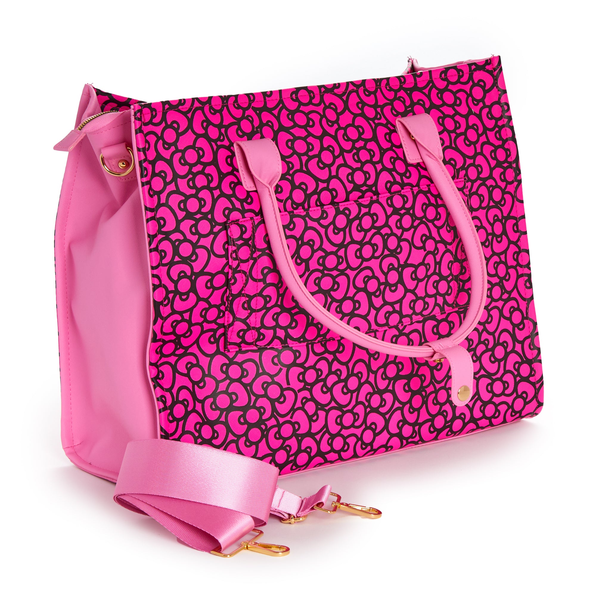 Personalized Hello Kitty luggage tag attached to a travel bag