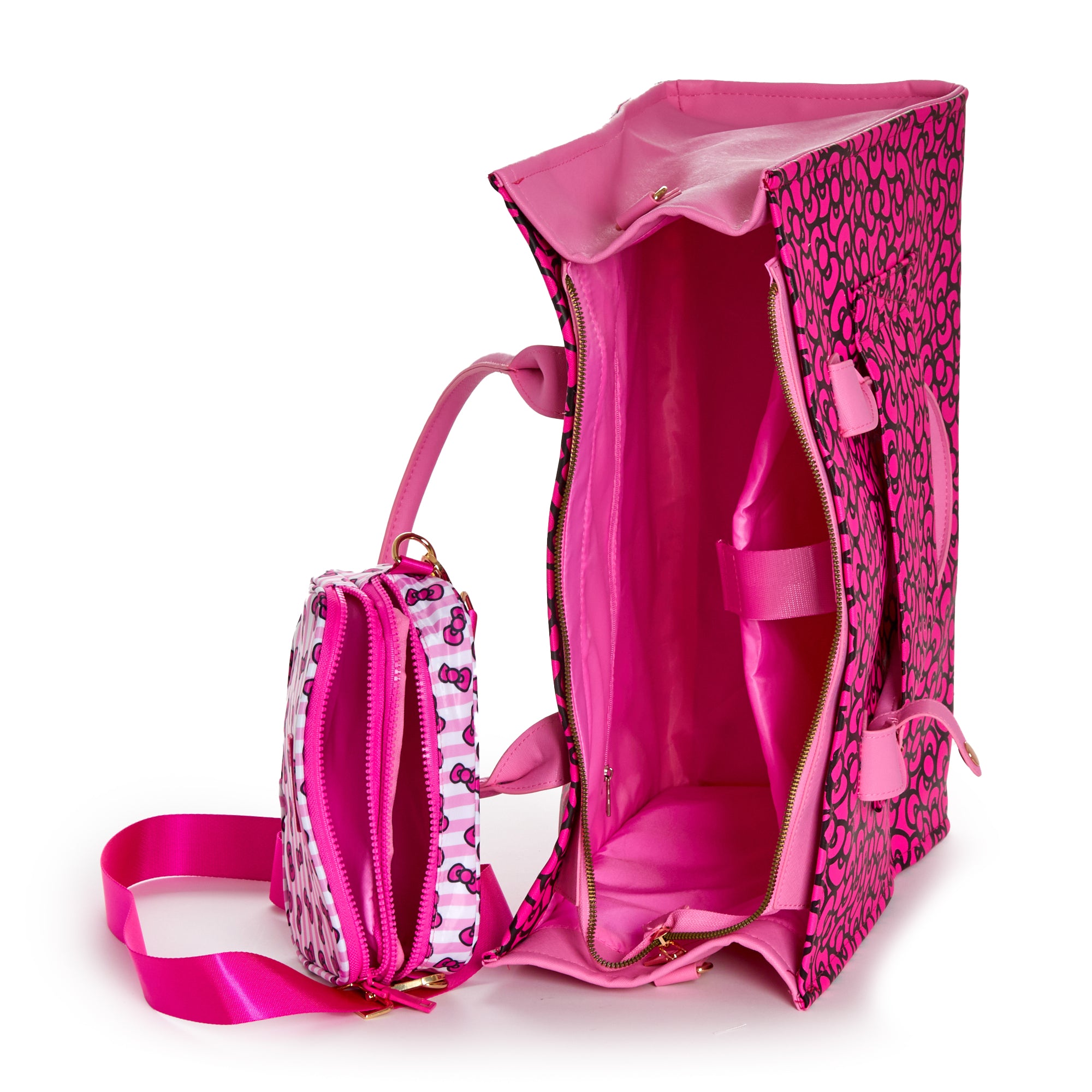 Mini crossbody bag featuring Hello Kitty design and double zip closure