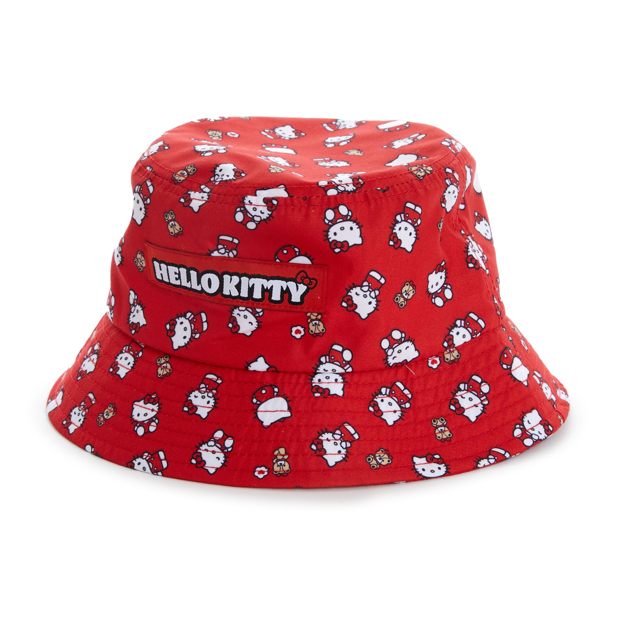 Child wearing the Hello Kitty bucket hat during a sunny day outing