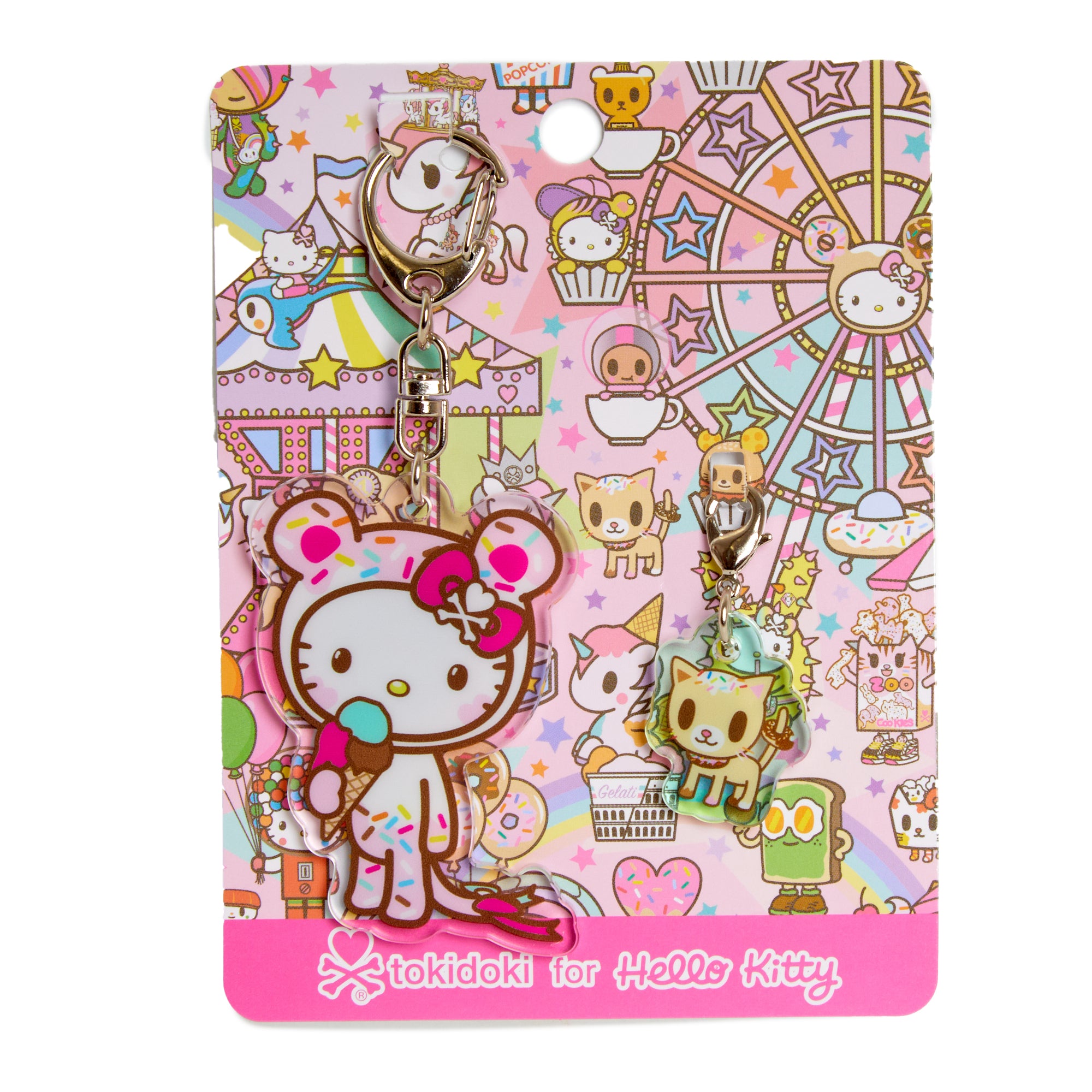 Back view of the Hello Kitty keychain plush with Tokidoki duo