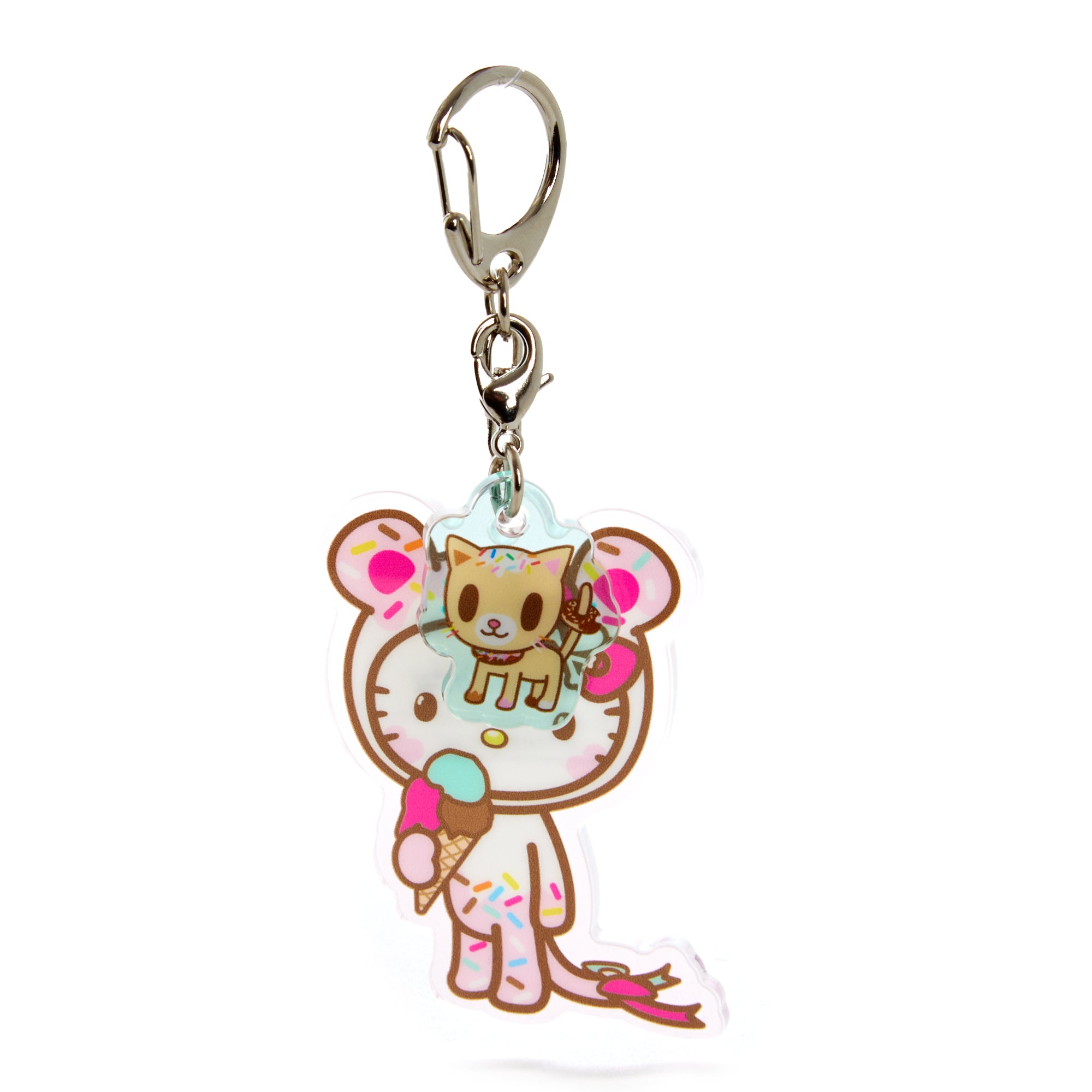 Back view of the Hello Kitty keychain plush with Tokidoki duo