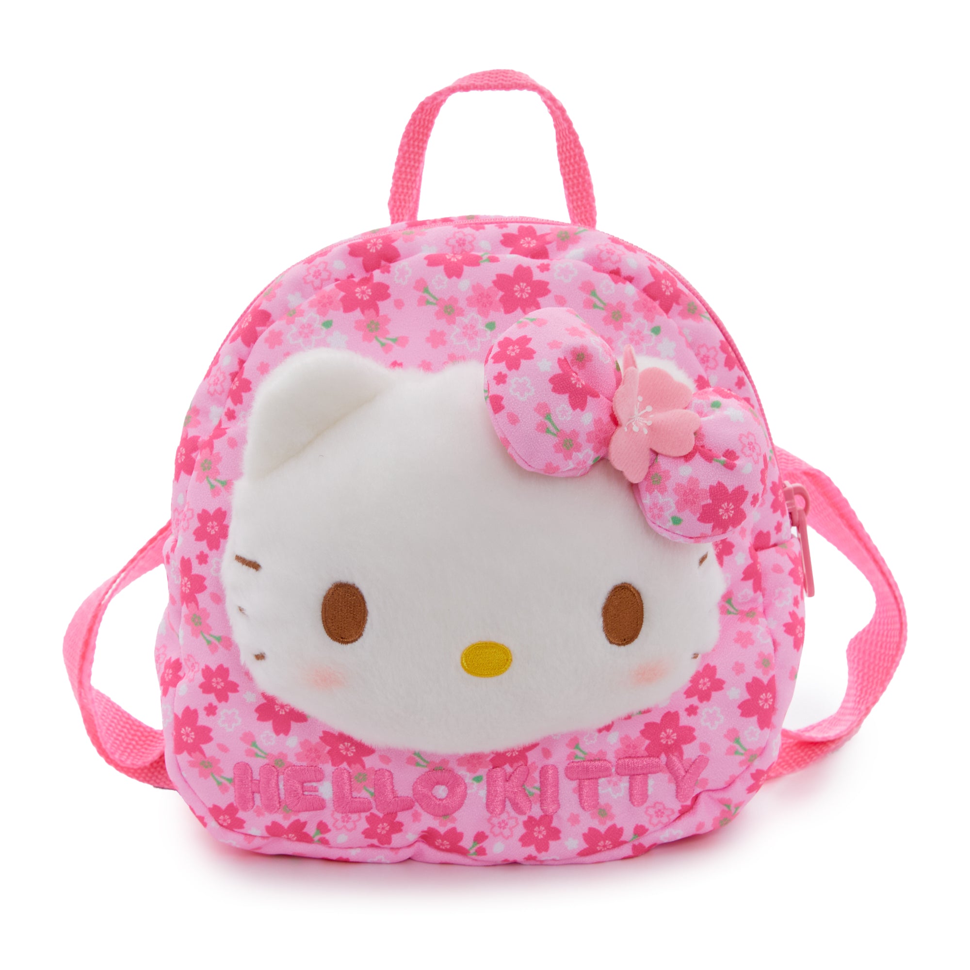 Hello Kitty Sakura Mini Backpack with cherry blossom print and plush face for kids