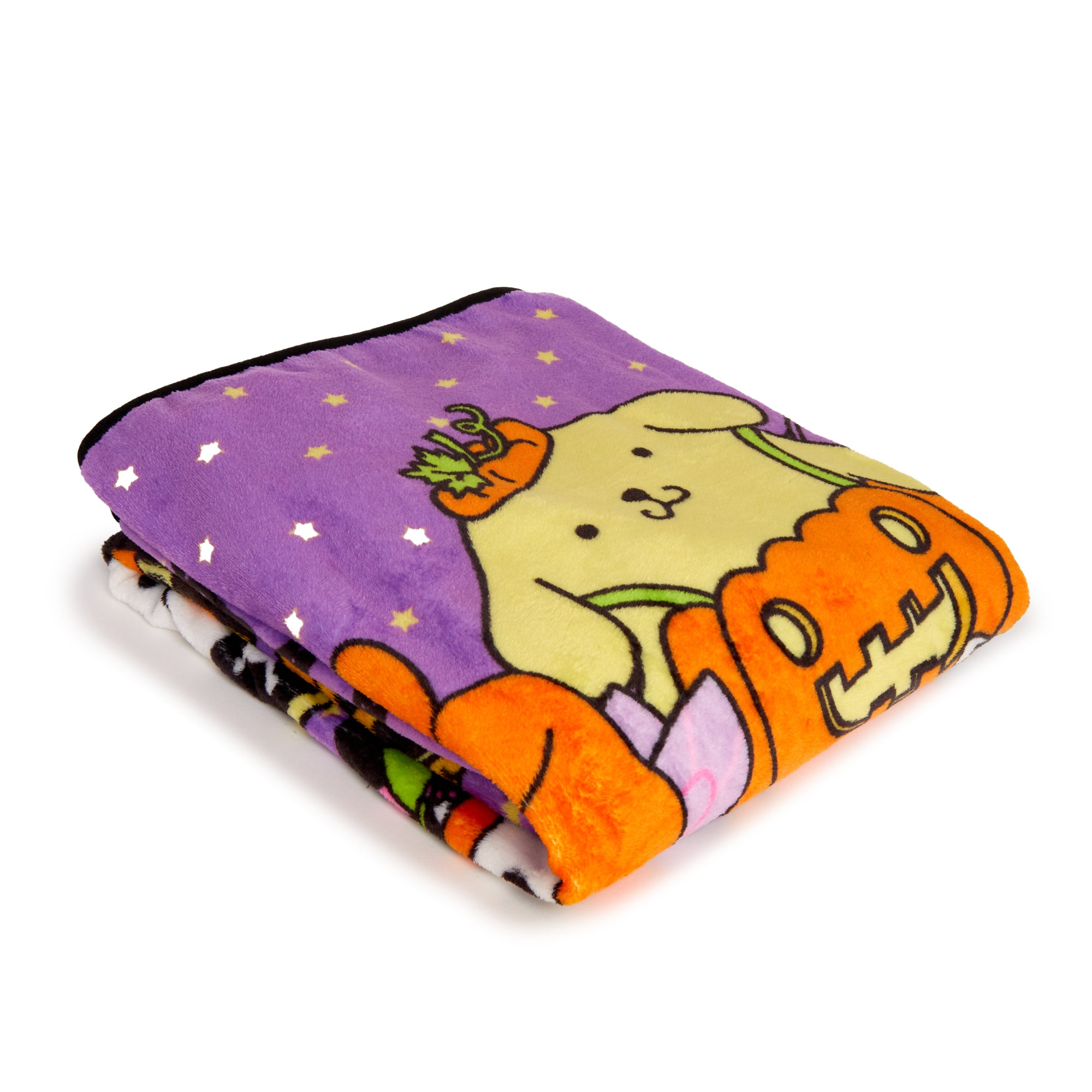Cozy Hello Kitty Halloween throw blanket with characters in costumes.