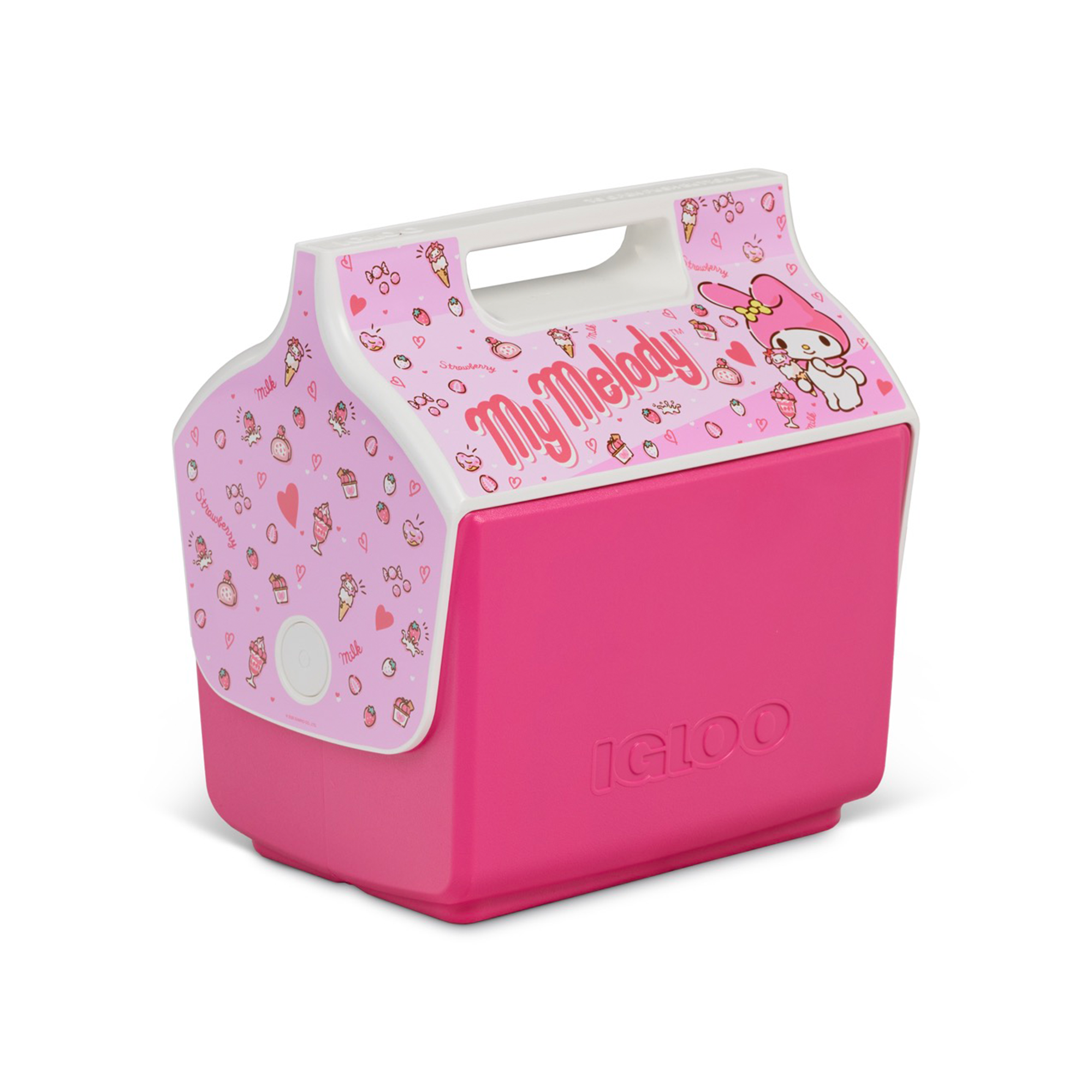 Side view of the Igloo trailmate cooler showing the easy-to-open side push-button lid