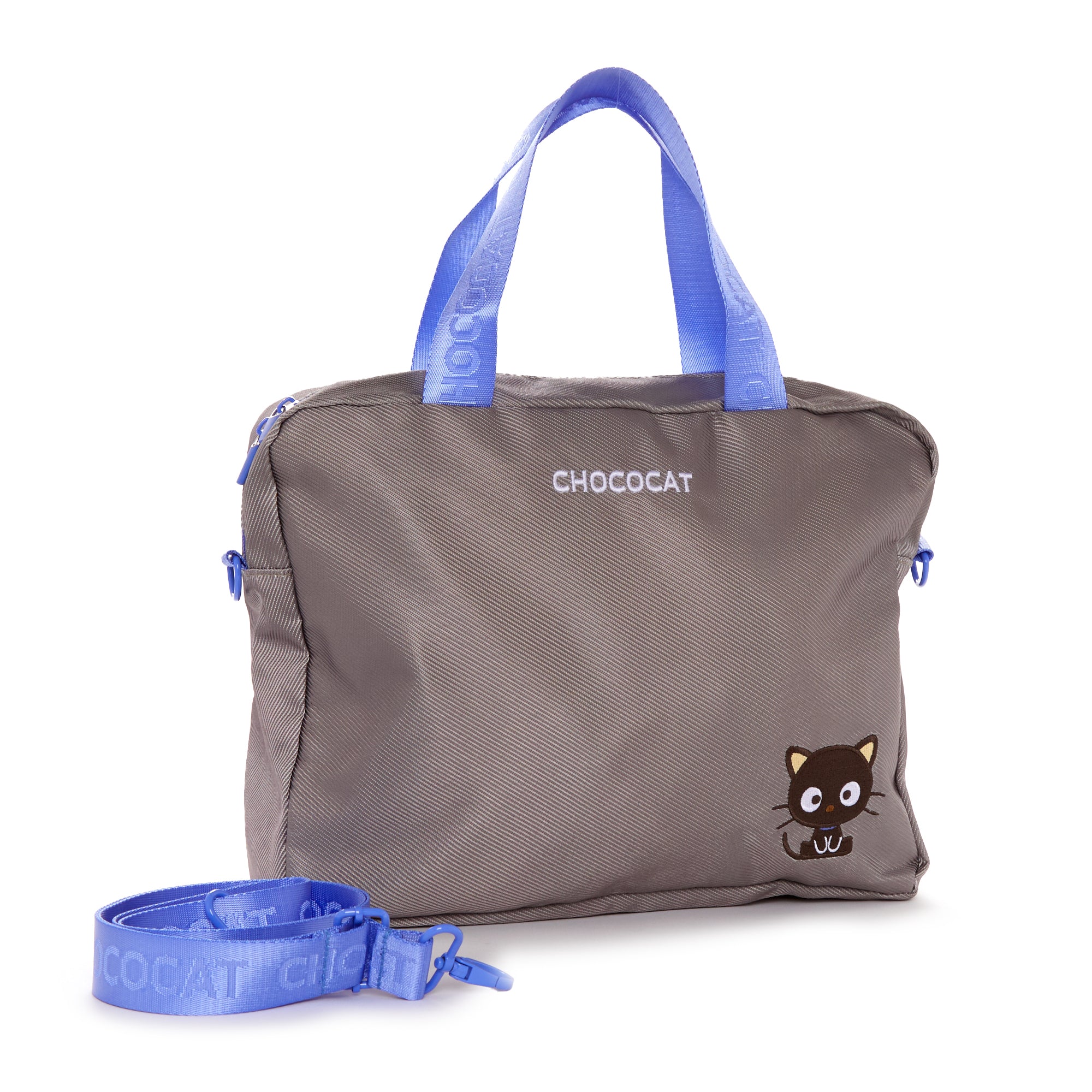 Close-up of the commuter bags organizational pockets and zipper details