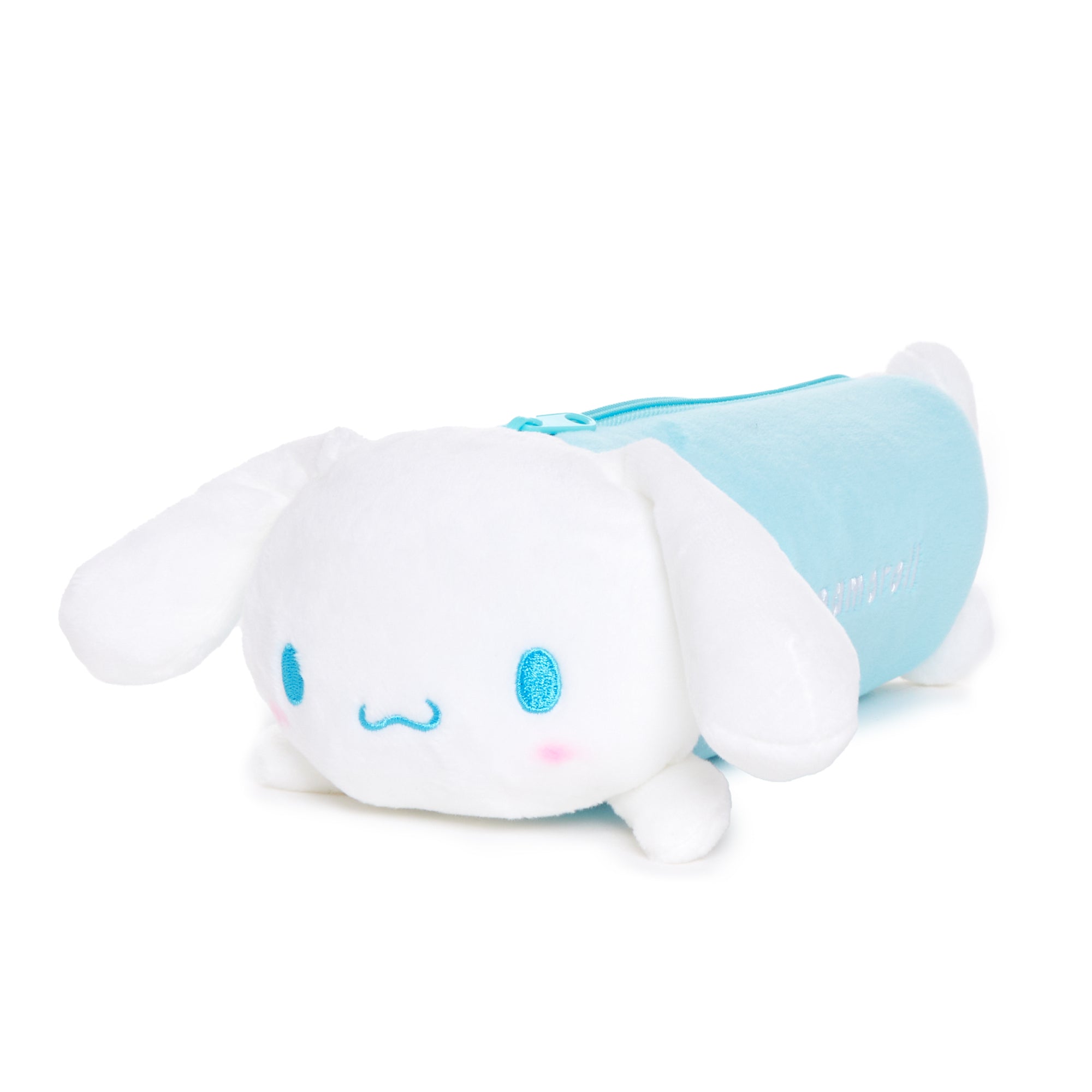 Cinnamoroll plush pencil case open, showing interior space for pens or brushes.