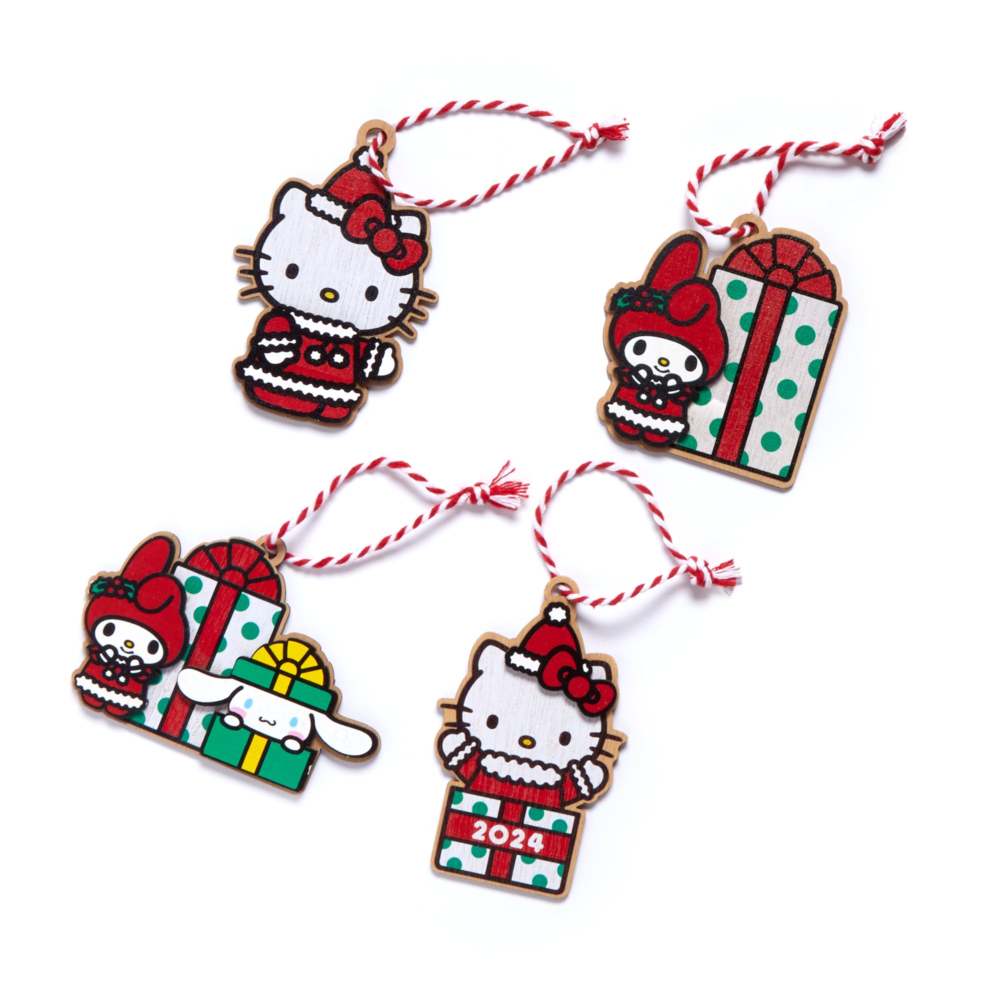 Hello Kitty Christmas ornament set 2024 featuring 12 pieces, including Hello Kitty and friends