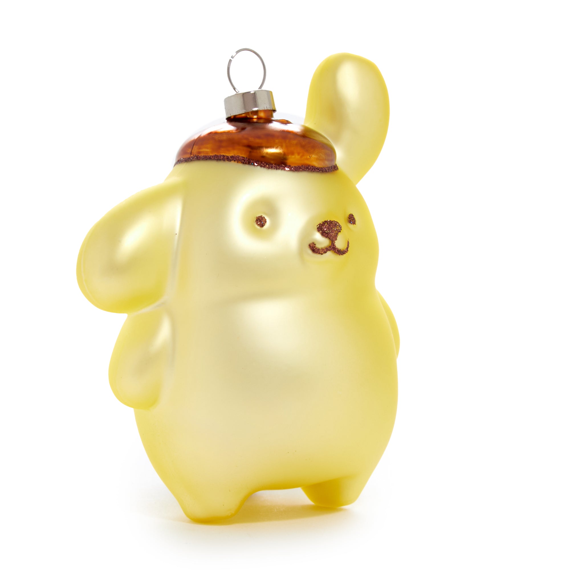 Pompompurin glass ornament on a beautifully decorated Christmas tree.