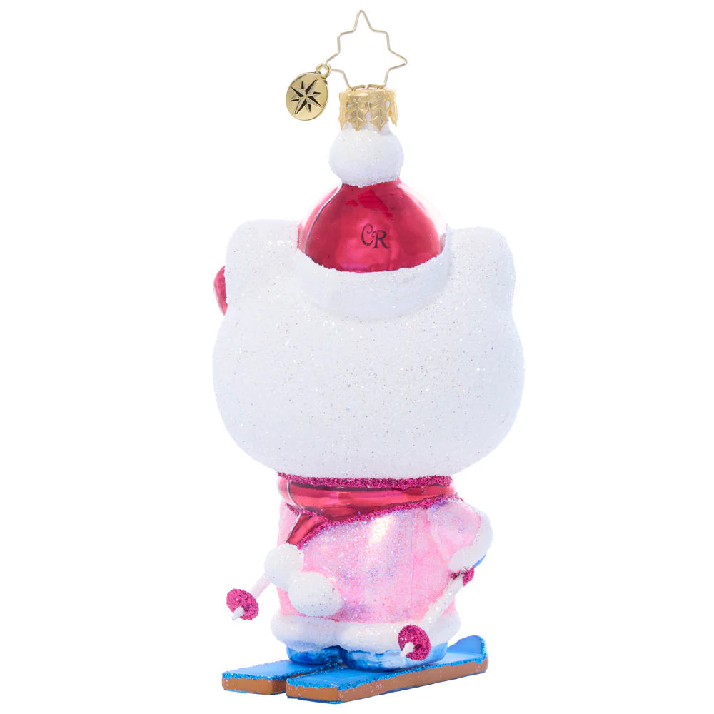 Close-up of the Hello Kitty Aspen Adventure ornament, showcasing its handpainted details