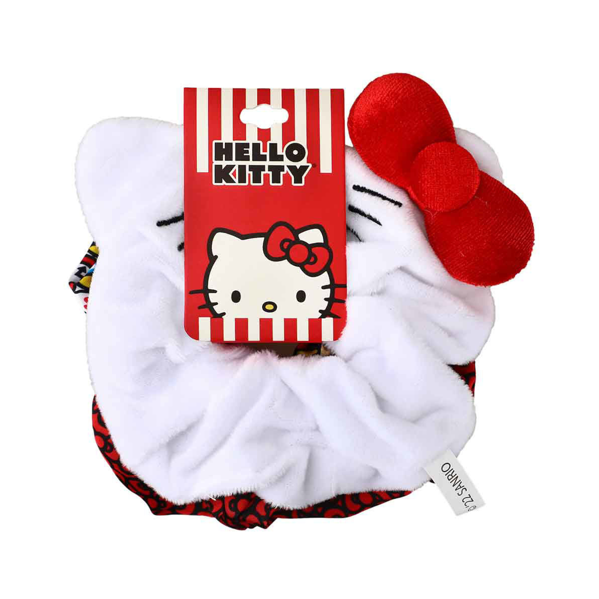 Hello Kitty scrunchie set with two fun prints and a special Hello Kitty face design, perfect for kids hair accessories