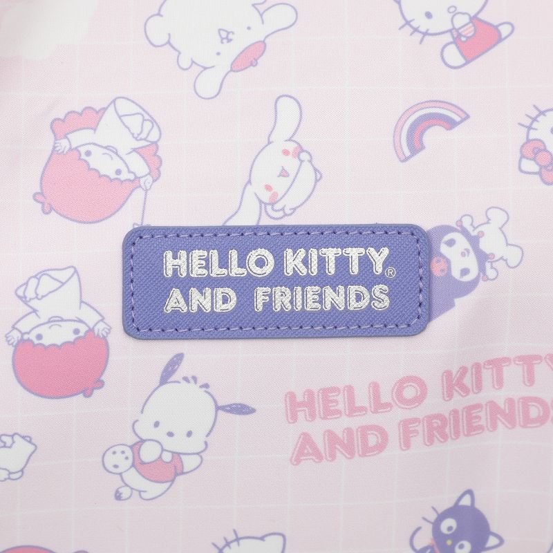 Open main compartment of Hello Kitty duffle bag with organized interior