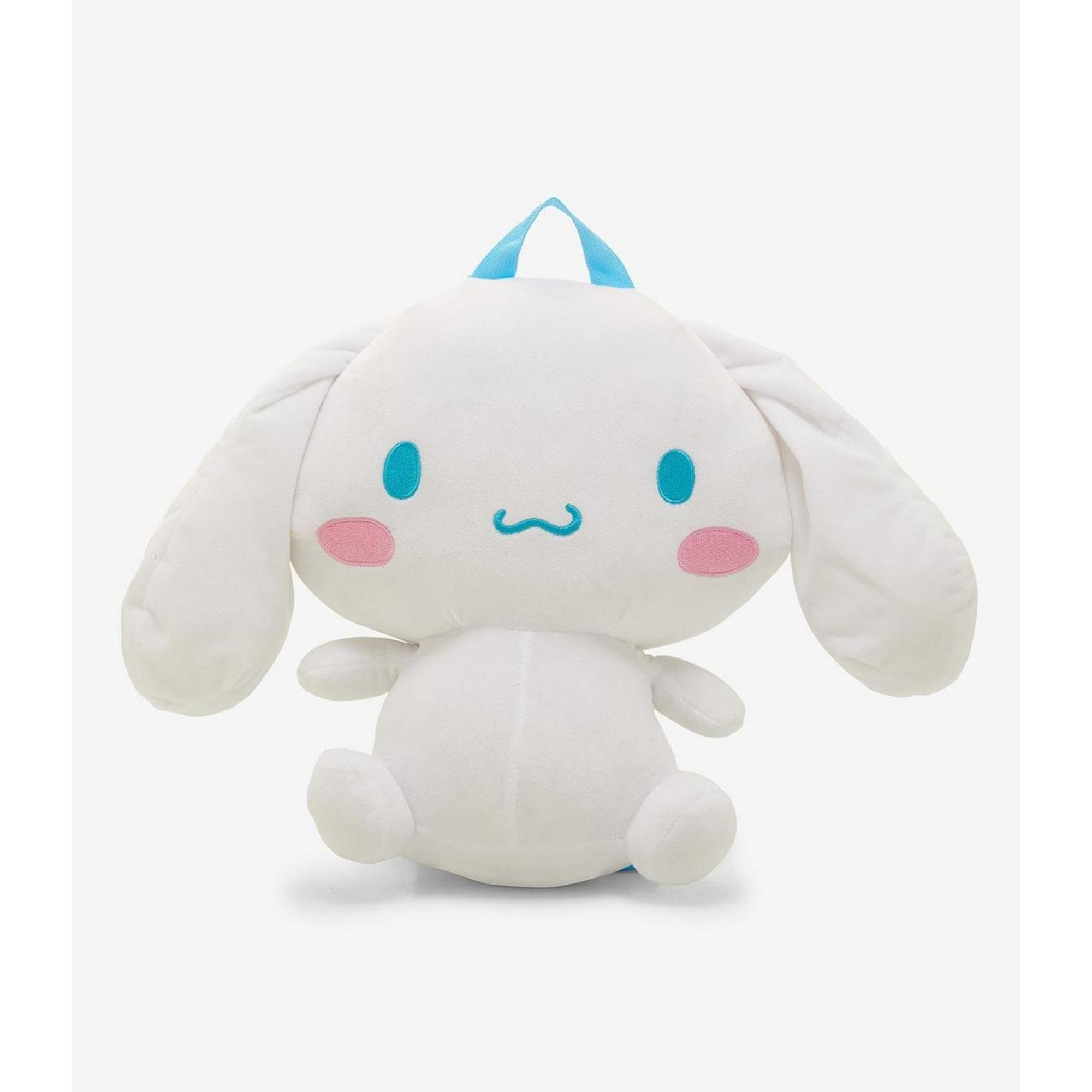 Cinnamoroll plush backpack front view with colorful 3D details