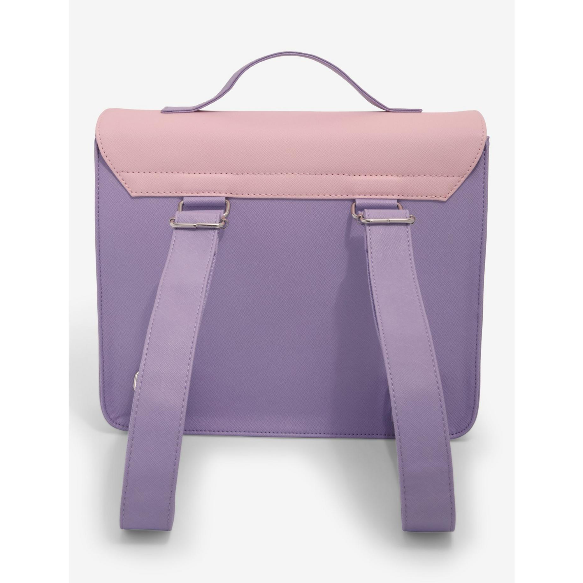 Interior view showing the pink lining and zipper pocket of the mini backpack.