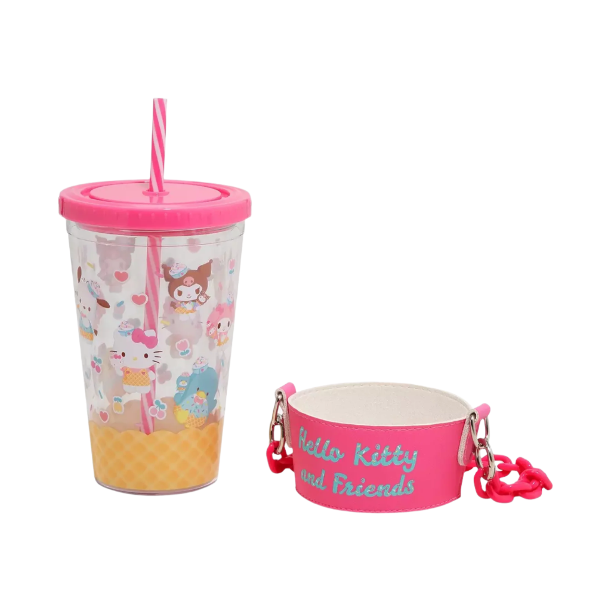 Close-up of reusable straw inside the Hello Kitty glass tumbler