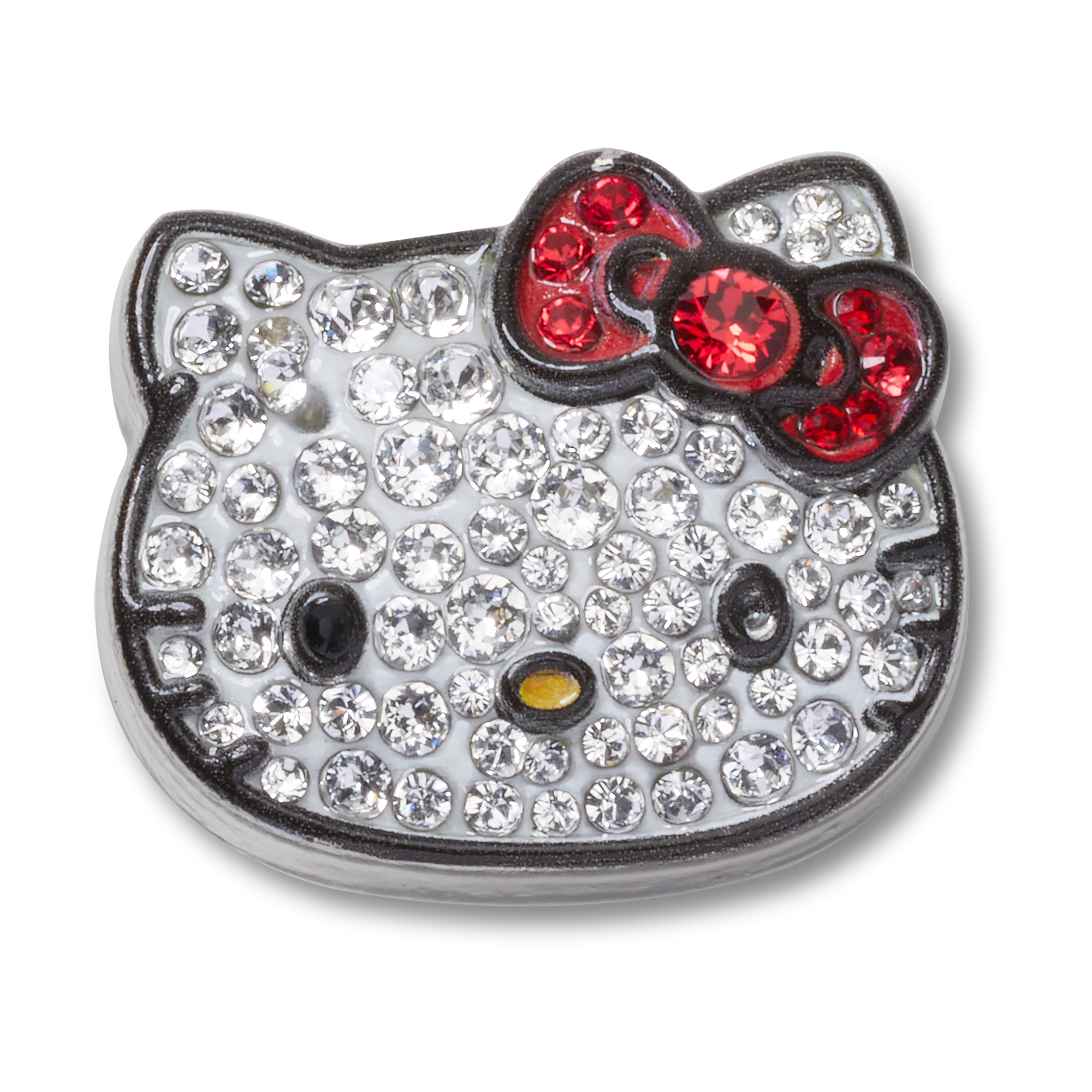 Hello Kitty Crocs Jibbitz on a pair of clogs, showcasing the Swarovski crystals