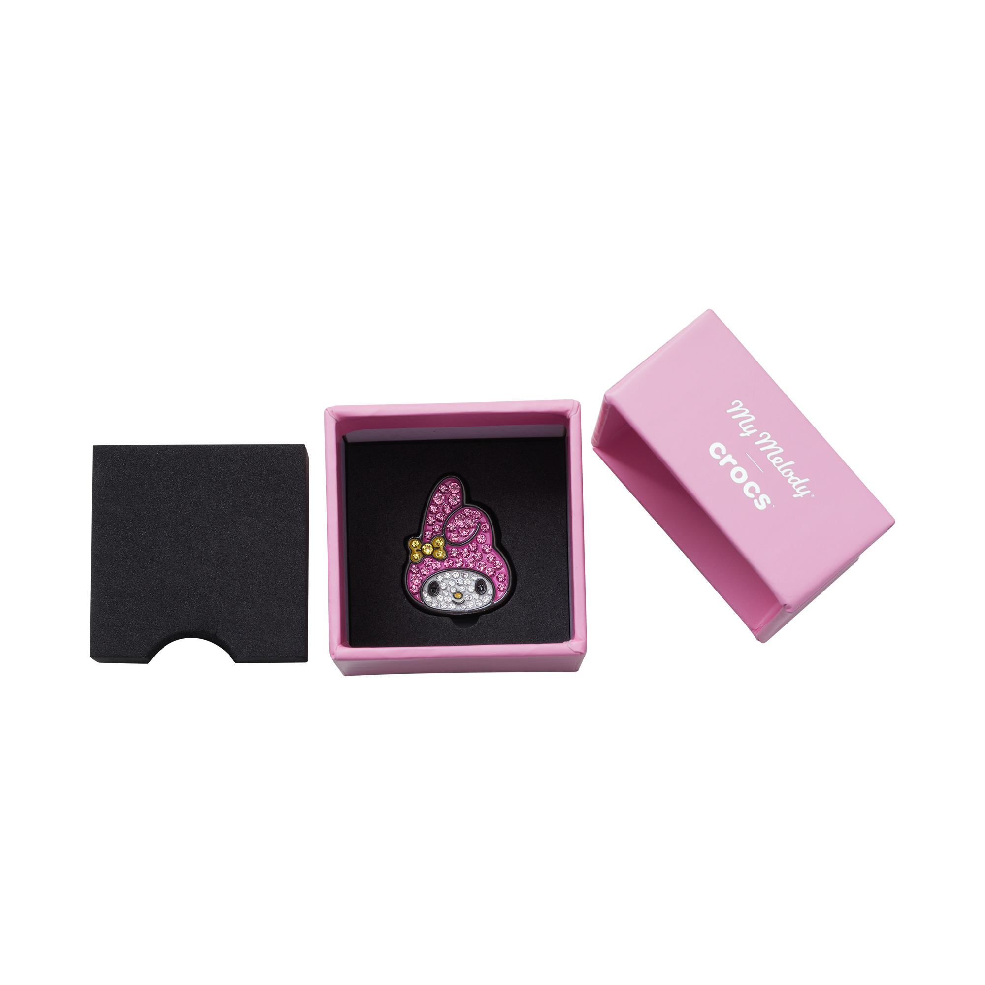 Close-up of the Sanrio My Melody charm embellished with Swarovski® crystals for Crocs