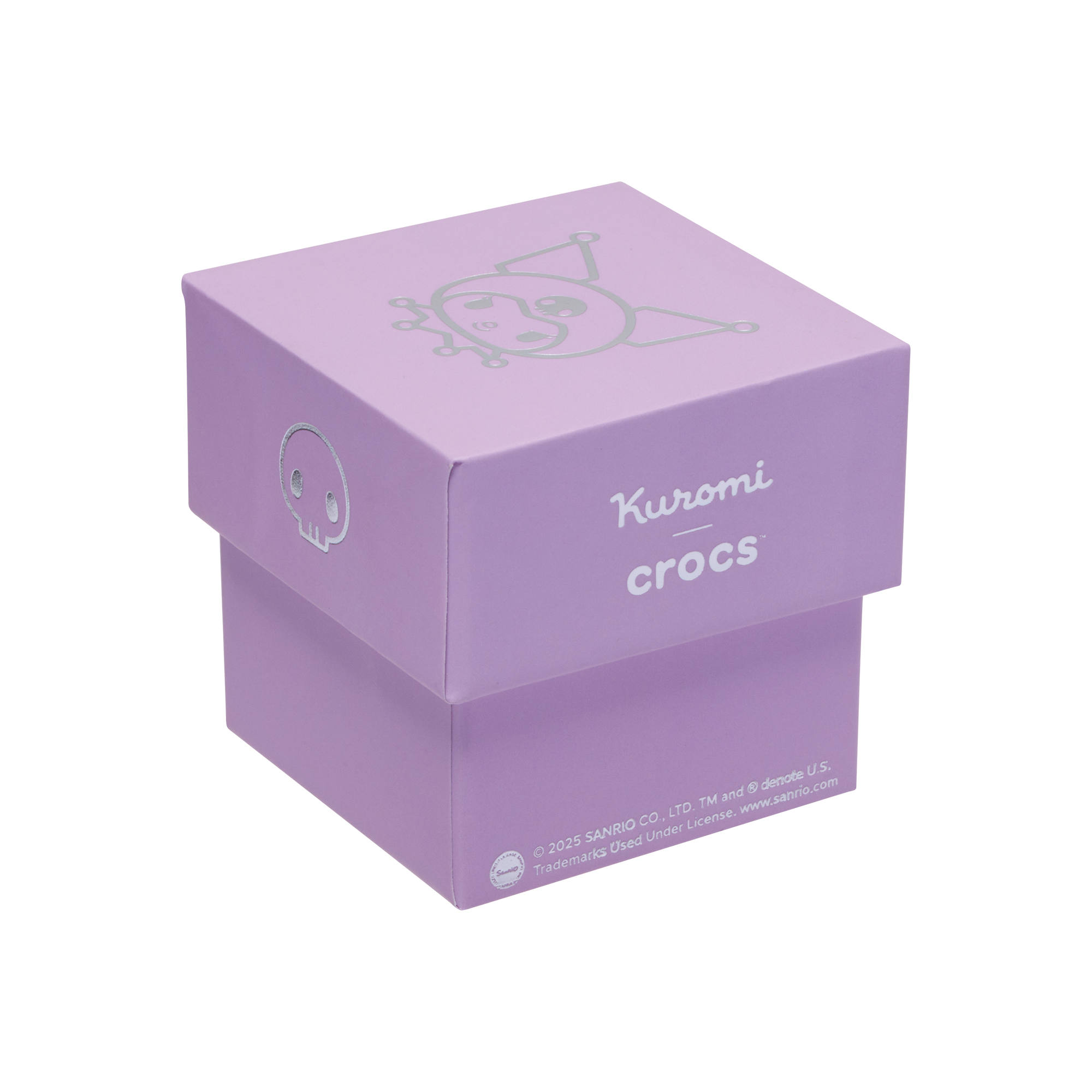 Side view of Sanrio limited edition packaging showing Kuromi Jibbitz in protective case