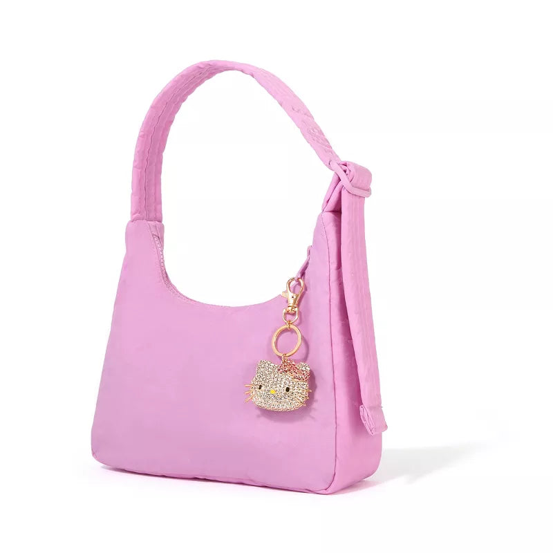 Hello Kitty rhinestone keychain attached to a bag