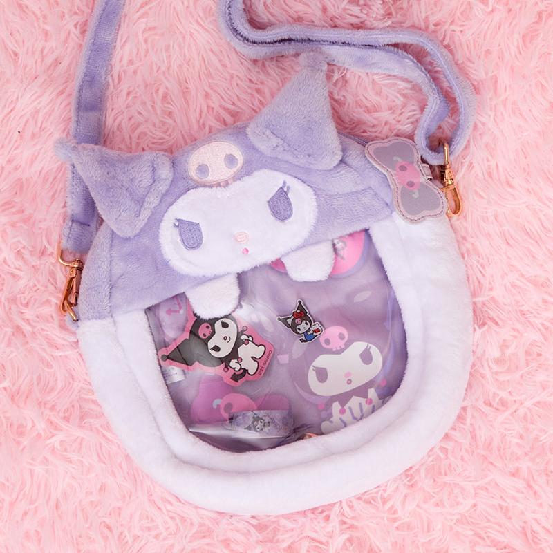 Side angle showing adjustable straps and plush detailing