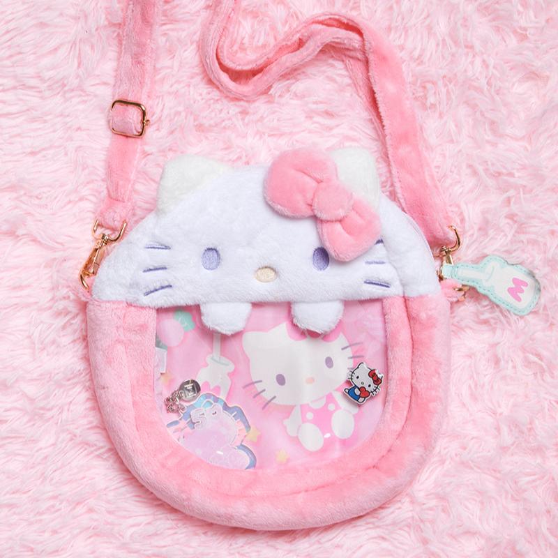 Sanrio Hello Kitty crossbody bag with plush details and adjustable straps