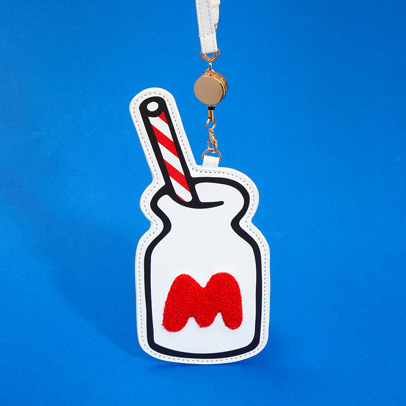 Red Hello Kitty card holder wallet with zipper closure and key reel