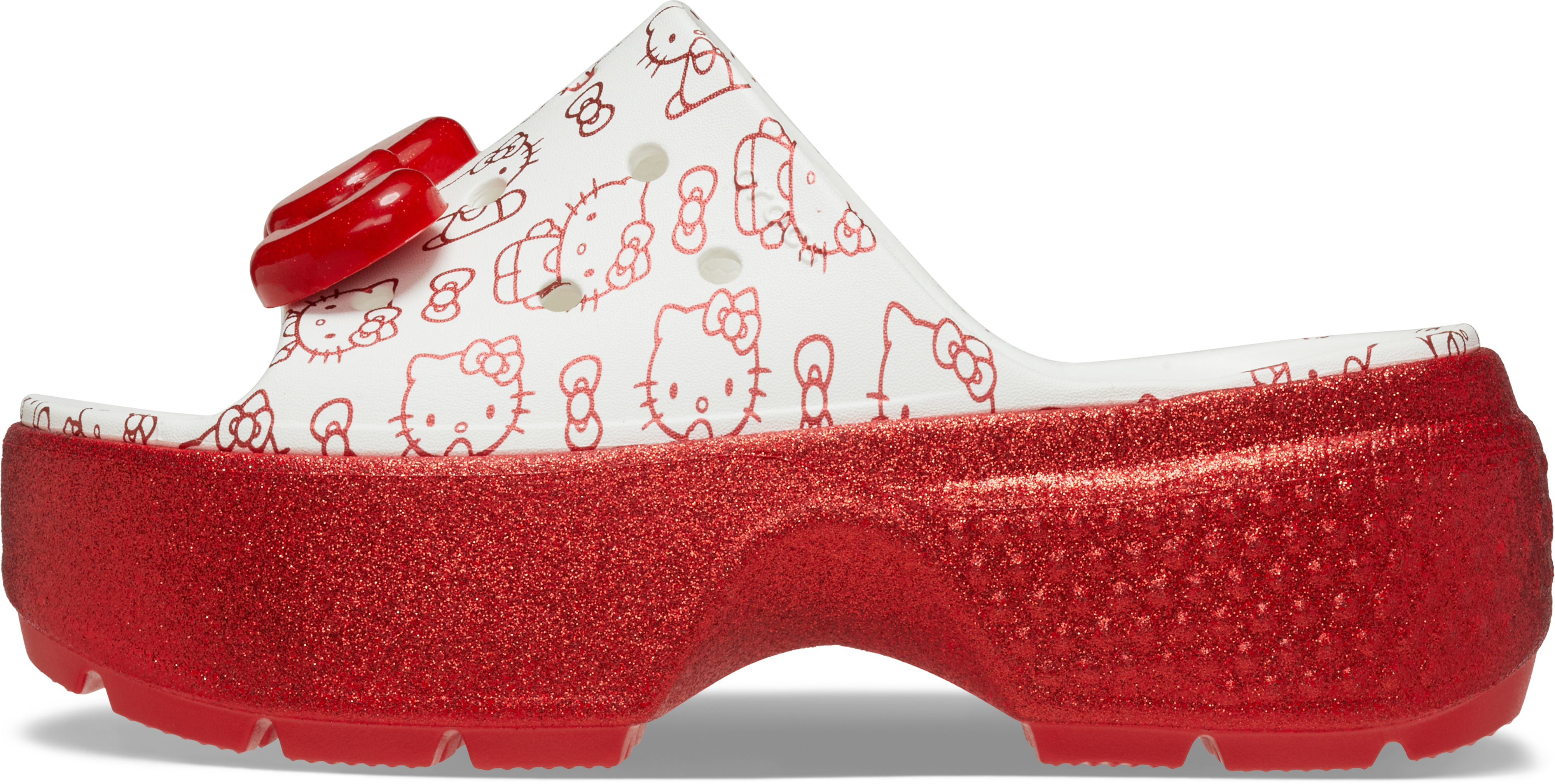Side profile of glitter heel and molded sole, best for summer outings or indoor glam.