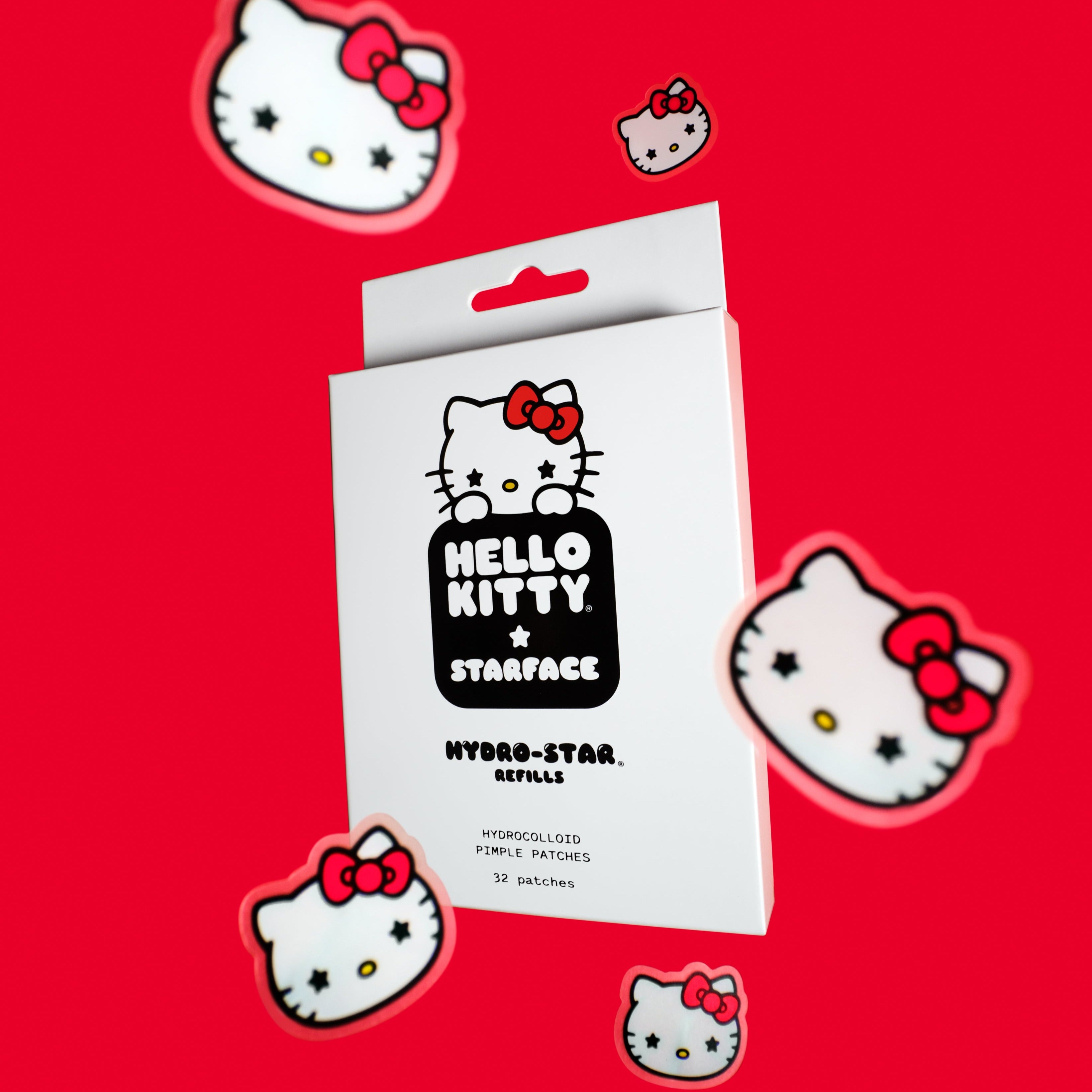 Hello Kitty pimple patches on a sheet, ready to use