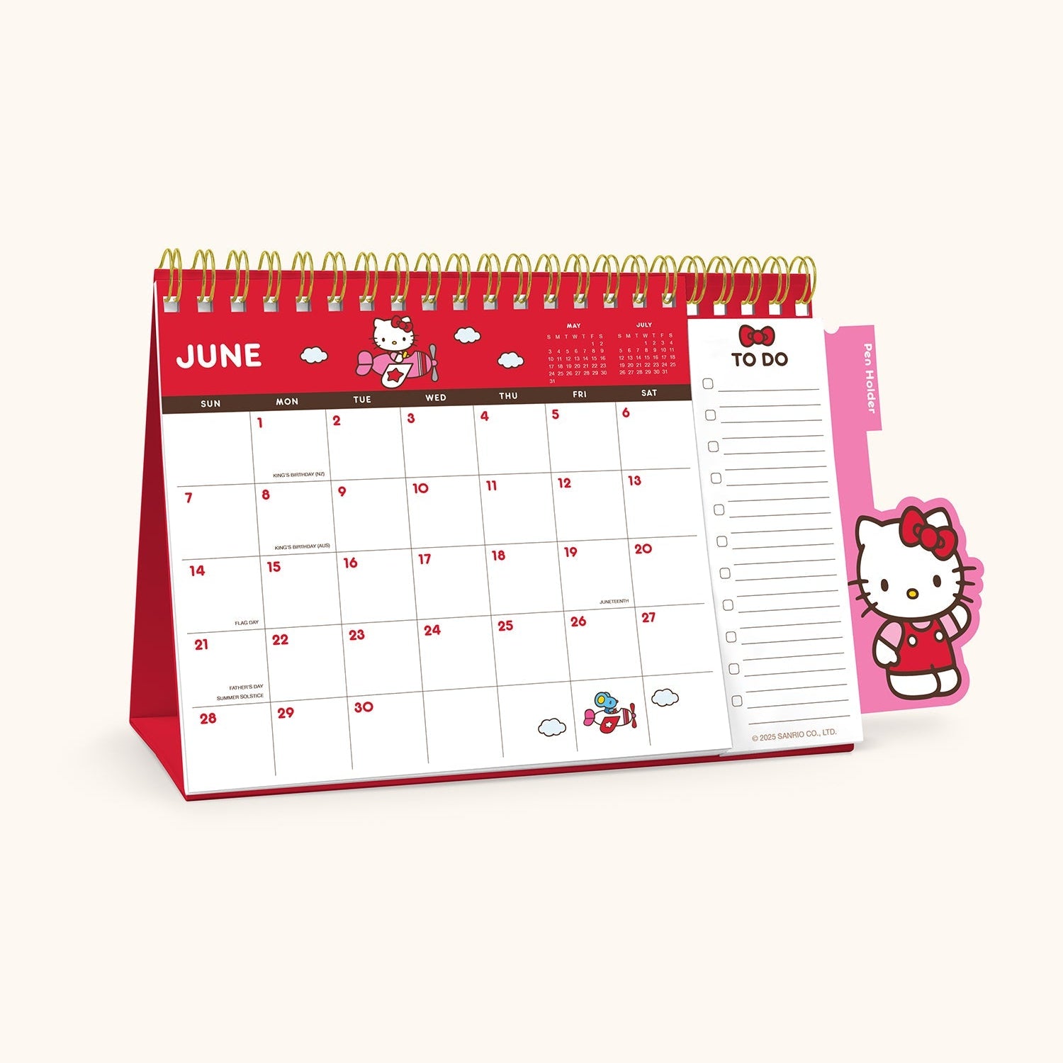 Monthly overview of the Hello Kitty calendar showing vibrant illustrations.