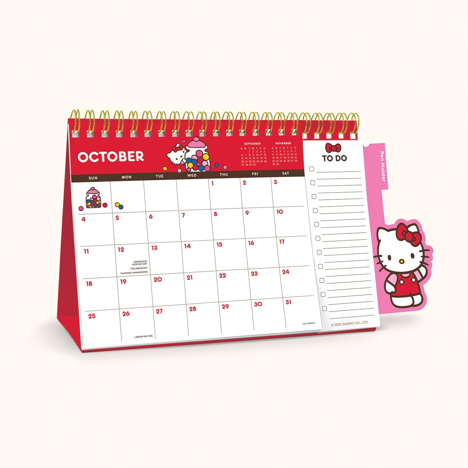 Monthly overview of the Hello Kitty calendar showing vibrant illustrations.