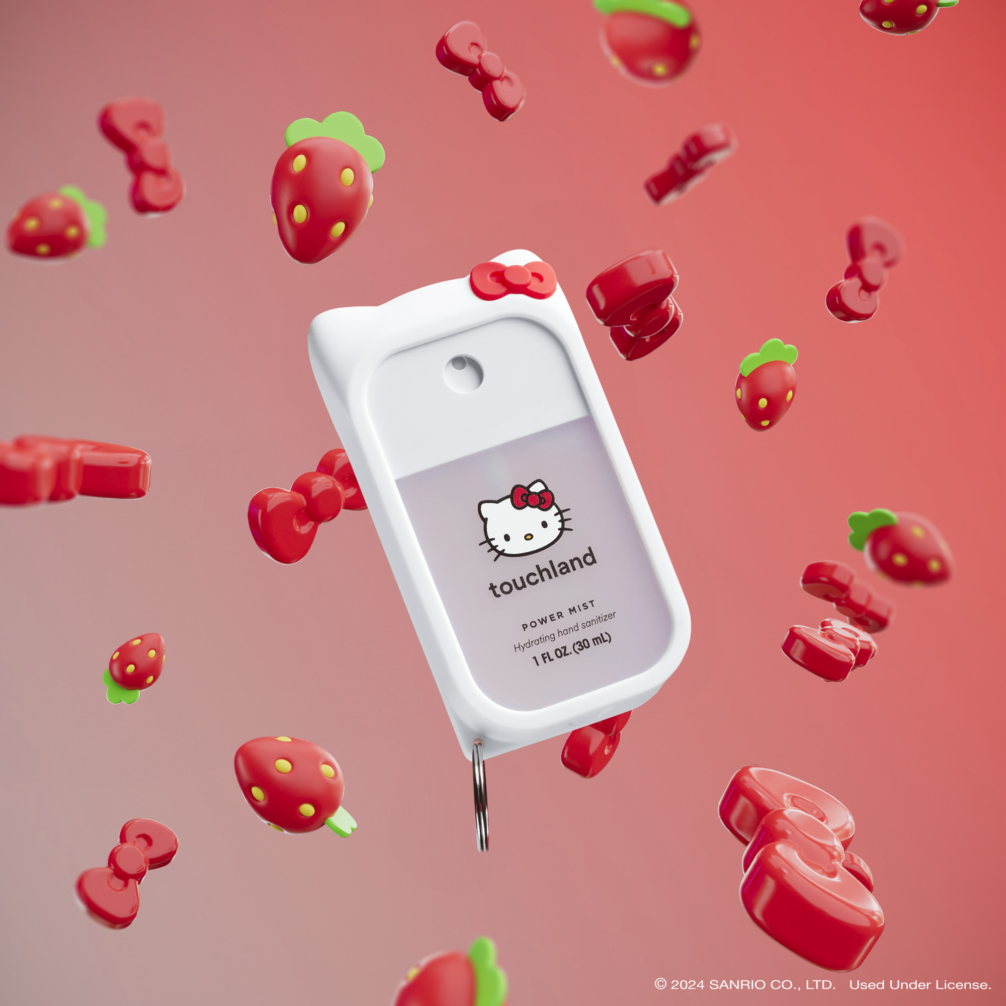Hello Kitty wallpaper-inspired design on hand sanitizer spray and mist case