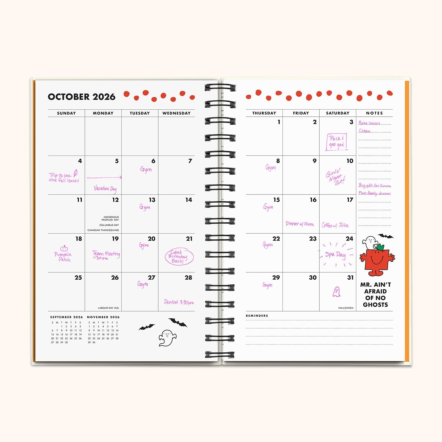 Detail shot of die-cut stickers and colorful illustrations for personalized planning