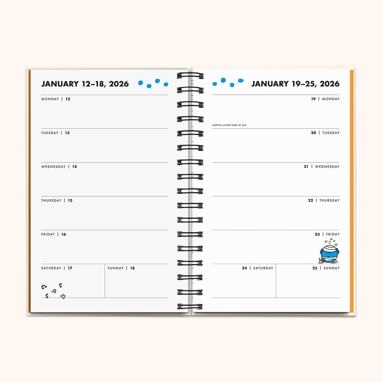 Detail shot of die-cut stickers and colorful illustrations for personalized planning