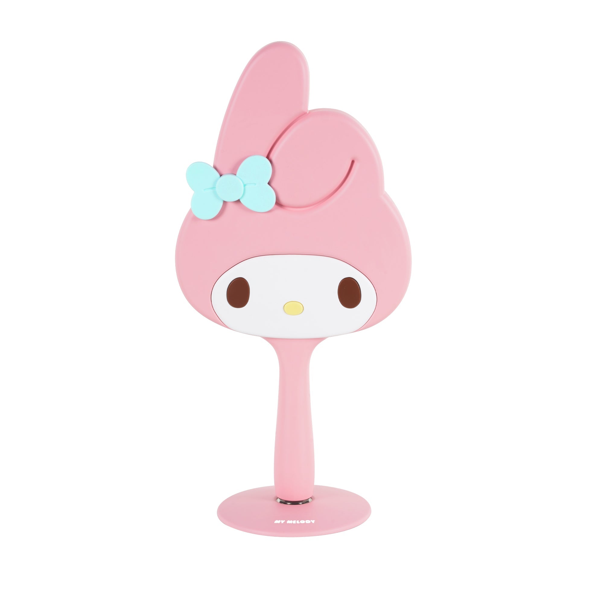 Front view of the My Melody mirror with LED lighting turned on