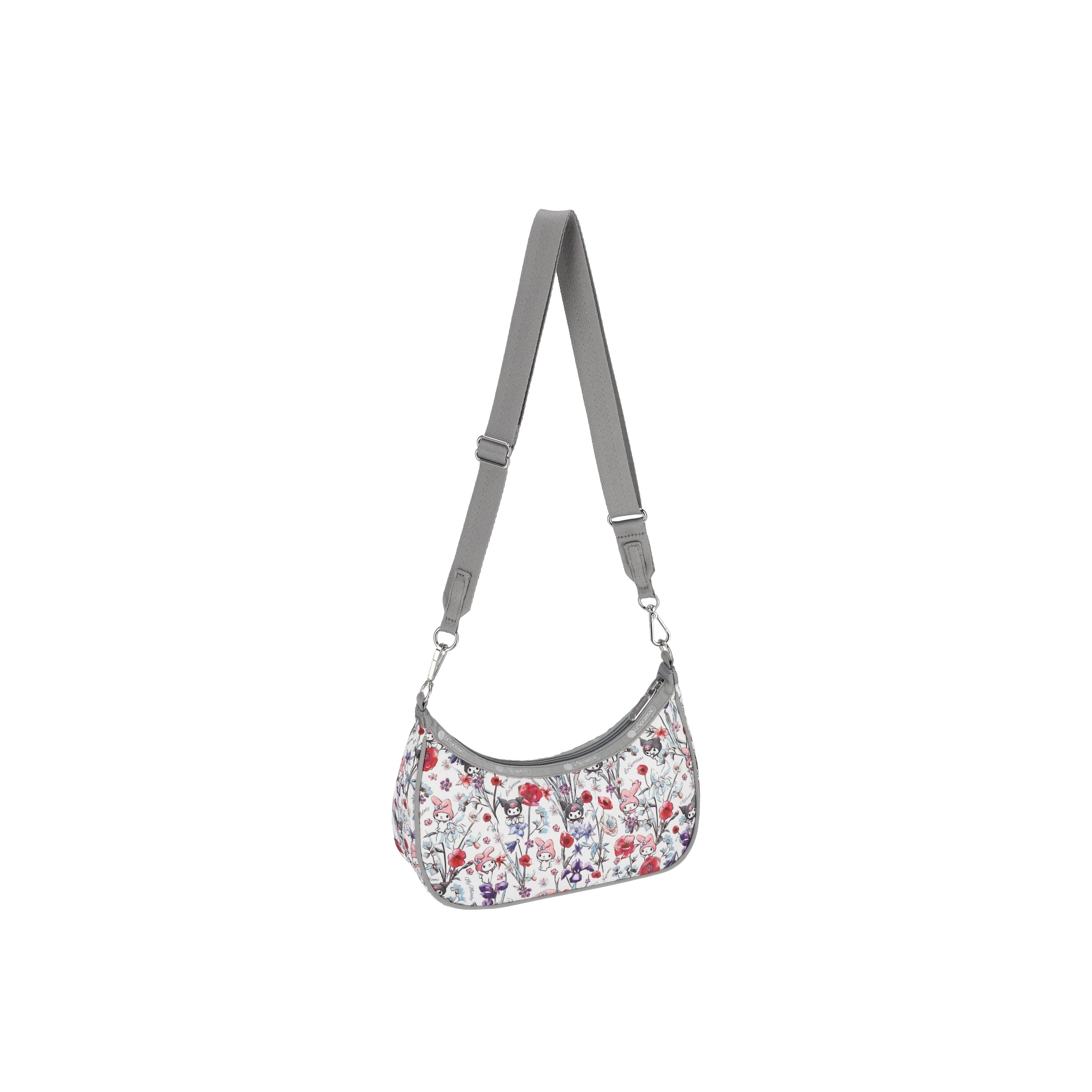 My Melody Kuromi LeSportsac bag worn crossbody with adjustable strap