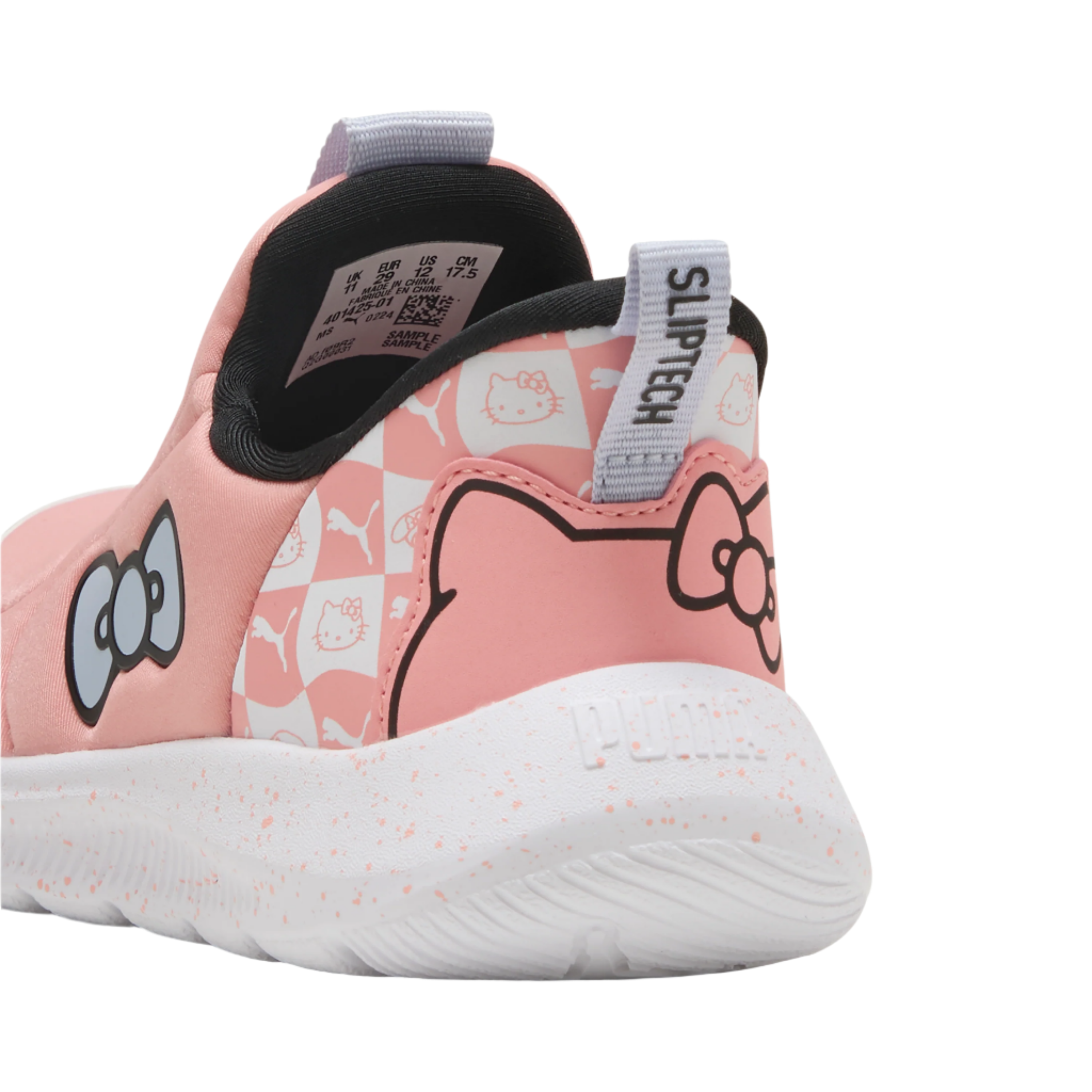 Side view of colorful Hello Kitty shoes showcasing the design.